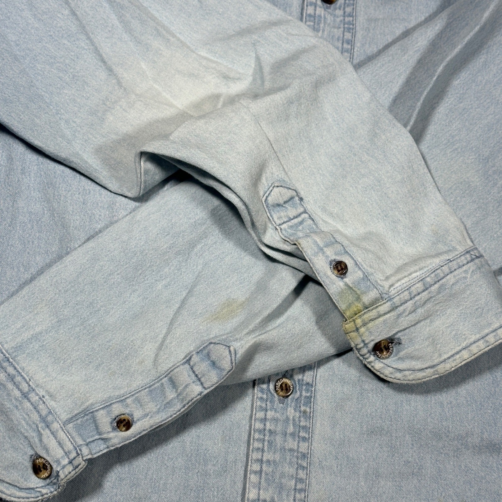 Vintage Cottage Core Denim Shirt Peregrine Bay XL Blue Embroidered Floral