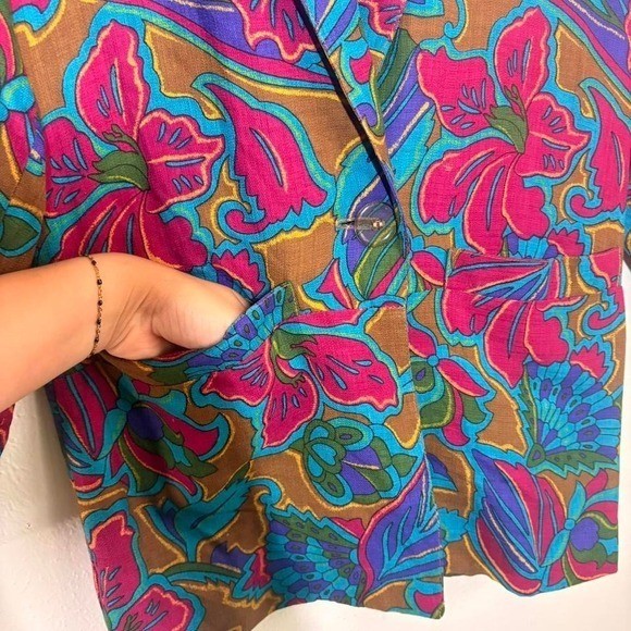 Vintage Campus Casual of California Floral Groovy Blazer Hawaiian Abstract