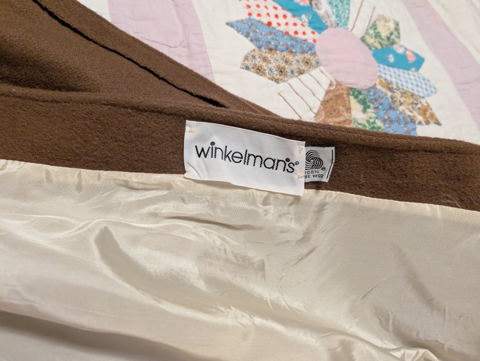 (m) SWINGING! 1960s Wool Swing Wrap Coat WINKELMAN’S Ivory Brown WOOL Vintage