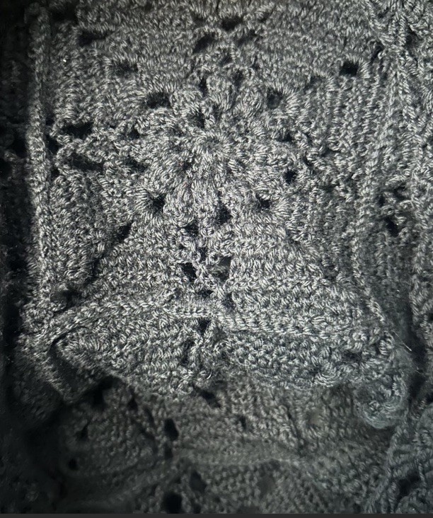 Vintage Hand Made Crochet Granny Square Top Coverup See Through Sweater Size XL