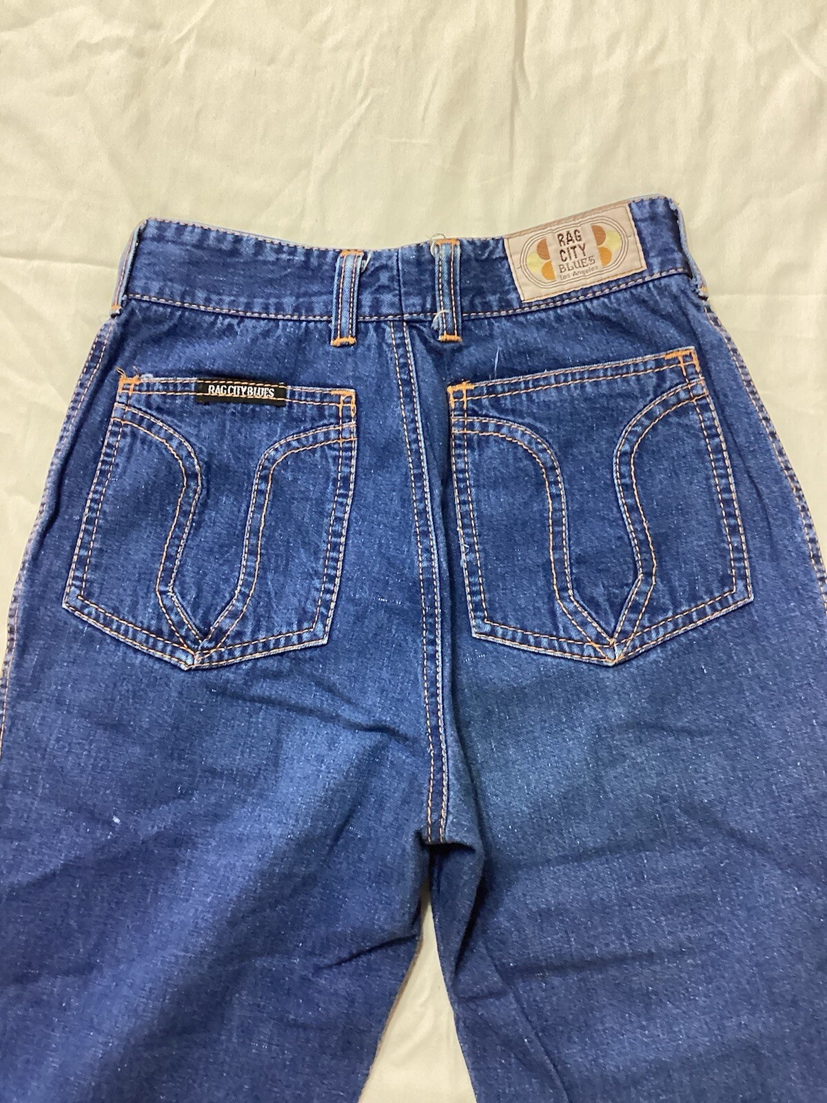 Vtg 70’s Rag City Blues Los Angeles Flare Jeans Zipper Front Sz 27 (22×32)