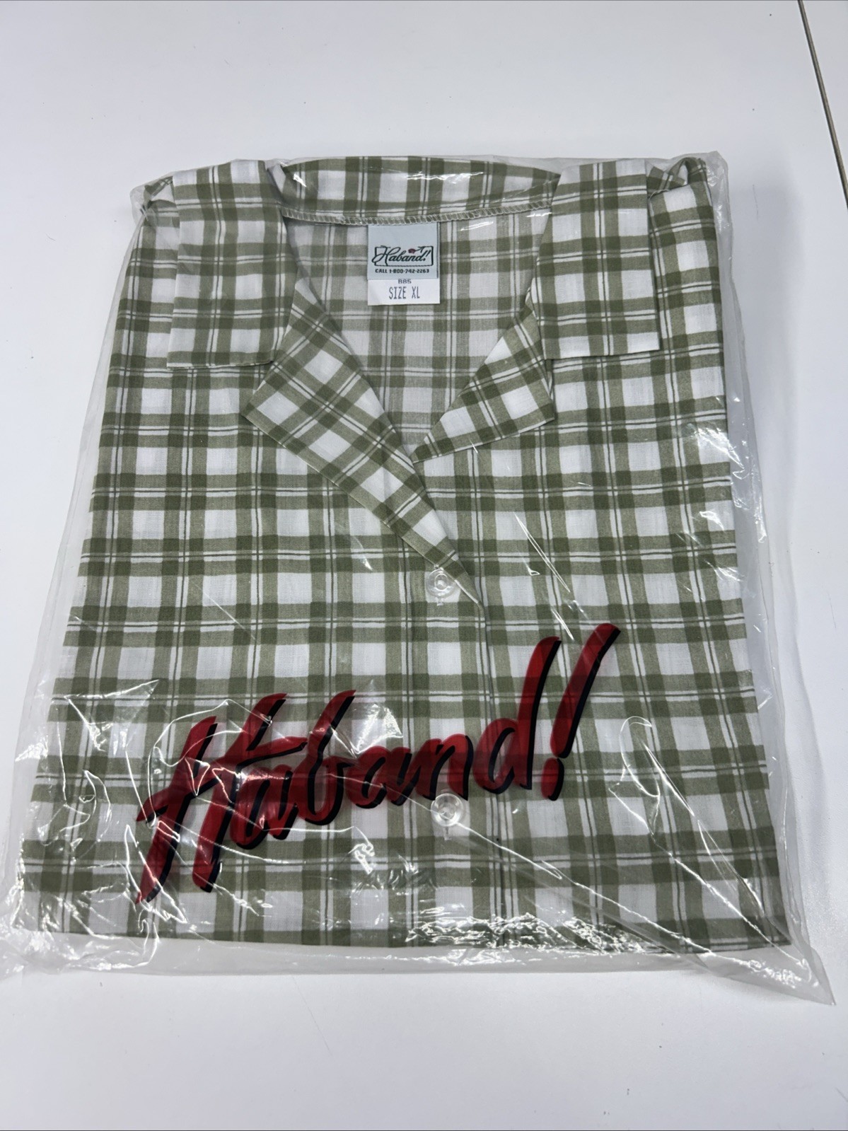 Vintage Haband Women’s Checkered Button Up Light Weight Shirt Green White Xl