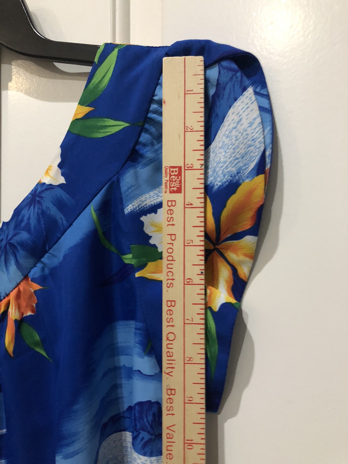 Sweethearts Hawaii Women’s Size 12 Blue V-Neck Tropical Patterns Muumuu Dress