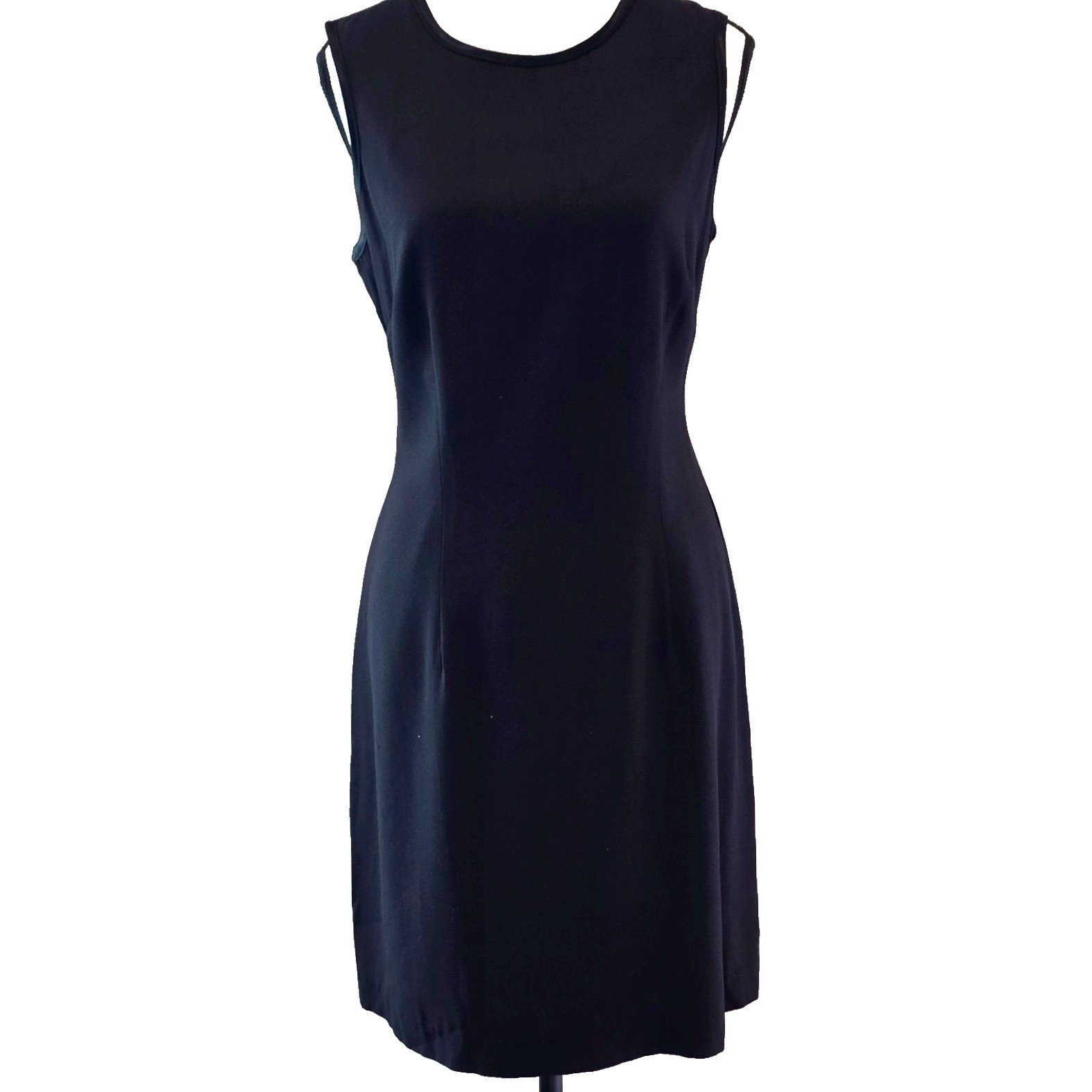 Vintage 90s SL Fashions Little Black Dress Size 10 Satin Back Sheath USA 18×36