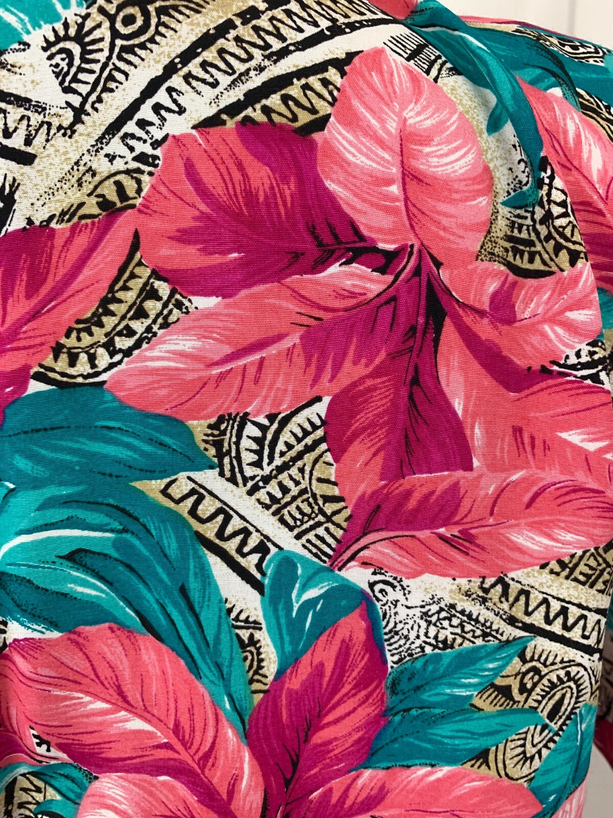Vintage 1980’s Francine Browner Hawaiian Tropical Floral Button Up Blouse Small