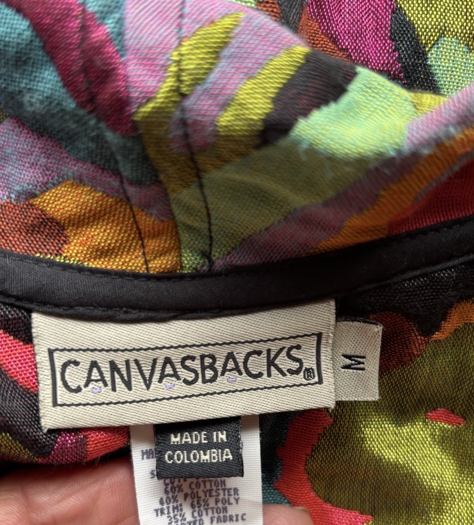 VTG Canvasbacks Multicolor Swirl Print Blazer Pink Purple & Turquoise Size M