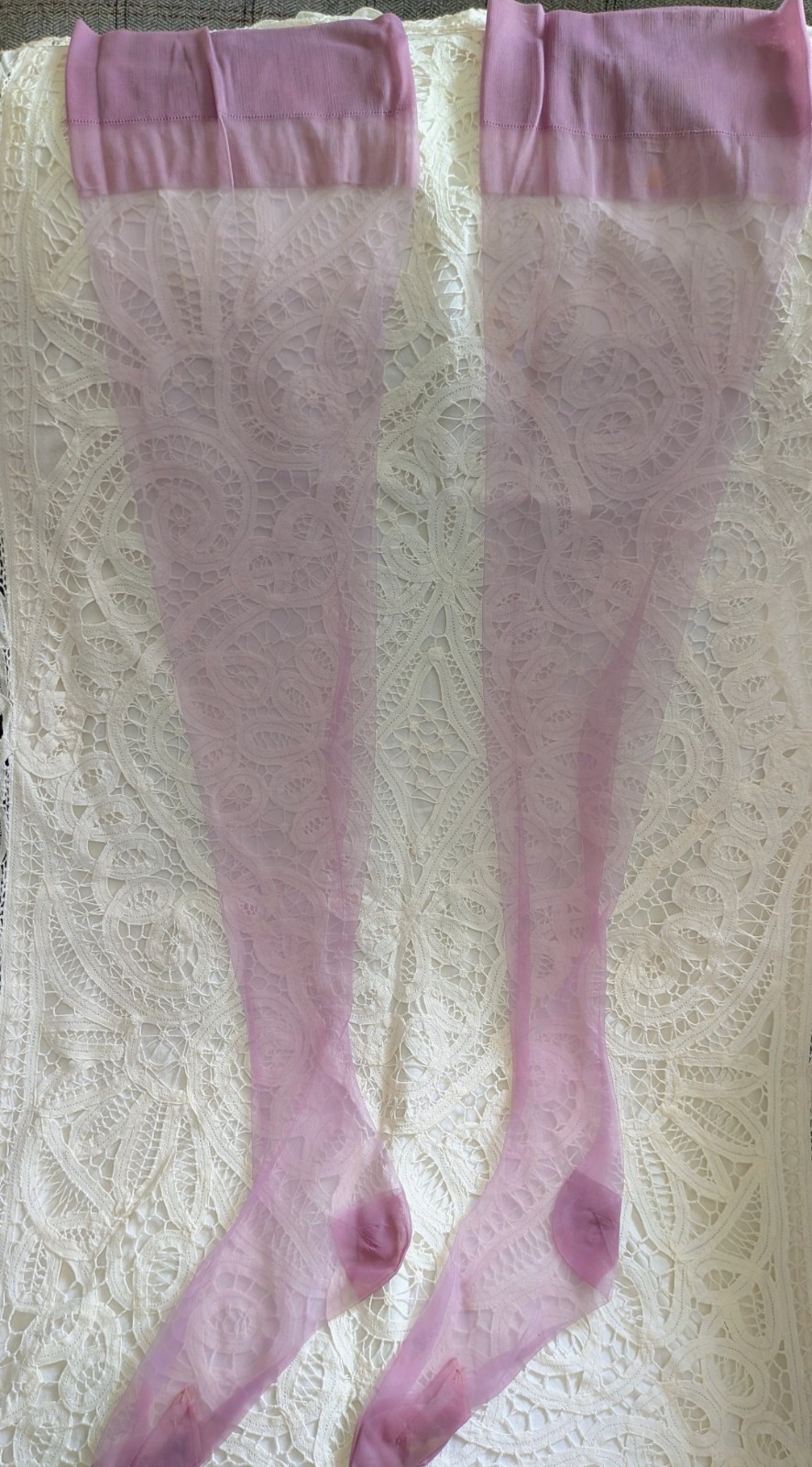 2 Pair Vintage 1950s NYLON Lavender Thigh high Stockings
