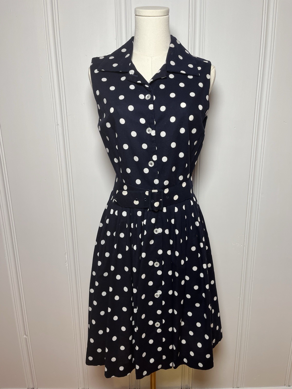Vintage 90s Polka Dot Dress Size 13/14 Style My Way 100% Cotton FAST SHIP