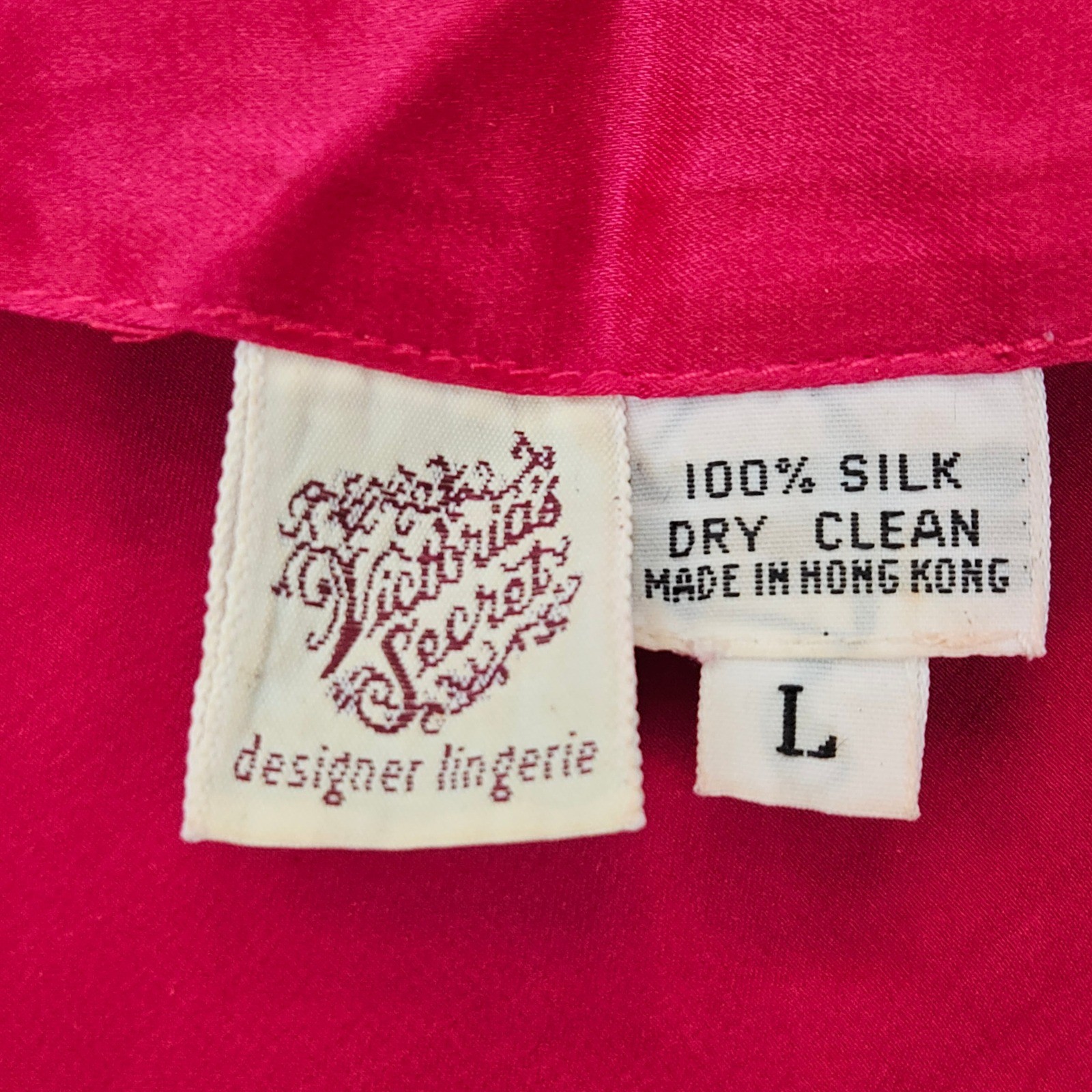 Victoria’s Secret Women’s Pink Nightie Top Size L Silk Vintage Gold Label V-Neck