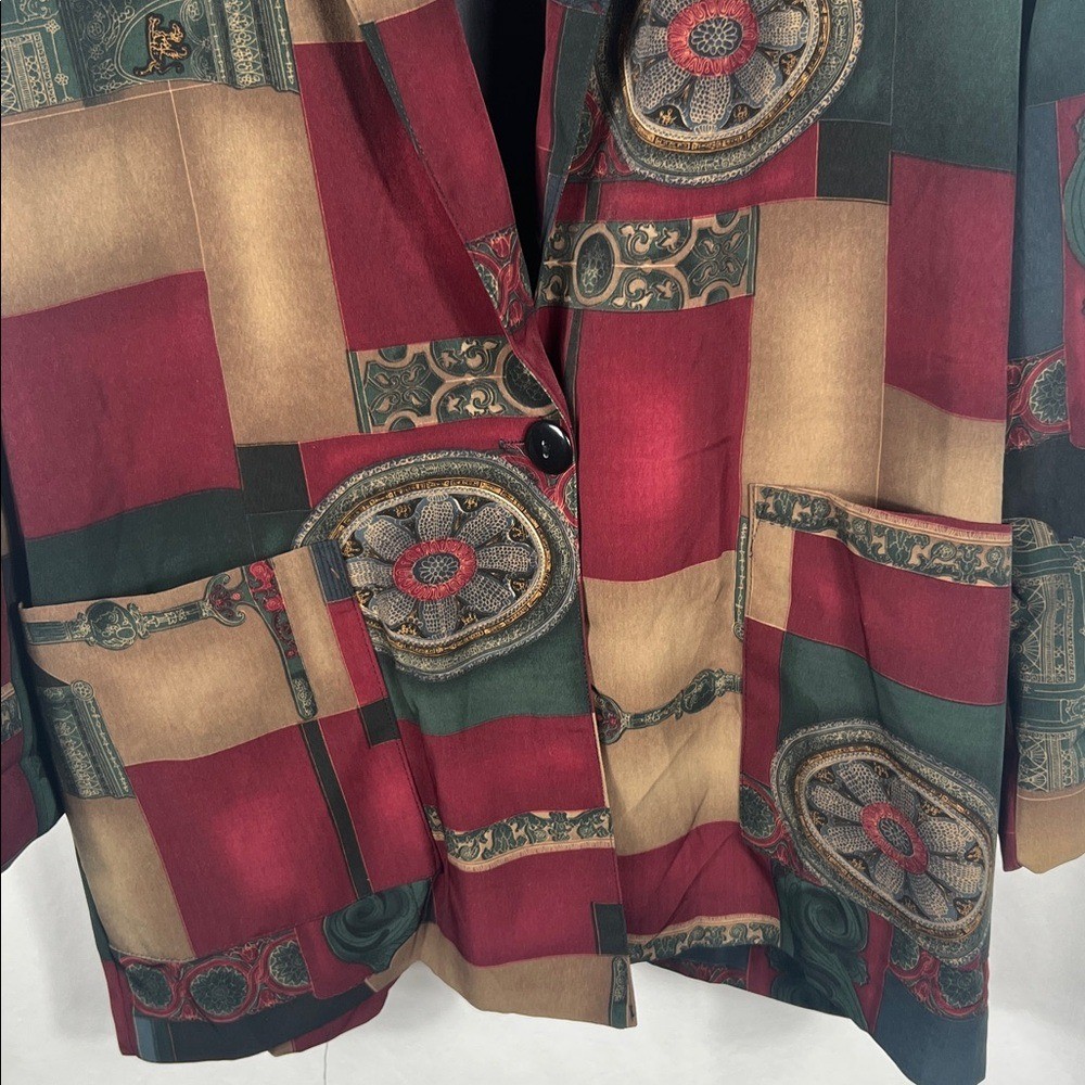 Vintage 90’s KENSINGTON SQUARE Women’s Multicolor Blazer Medium Short Sleeve Tag