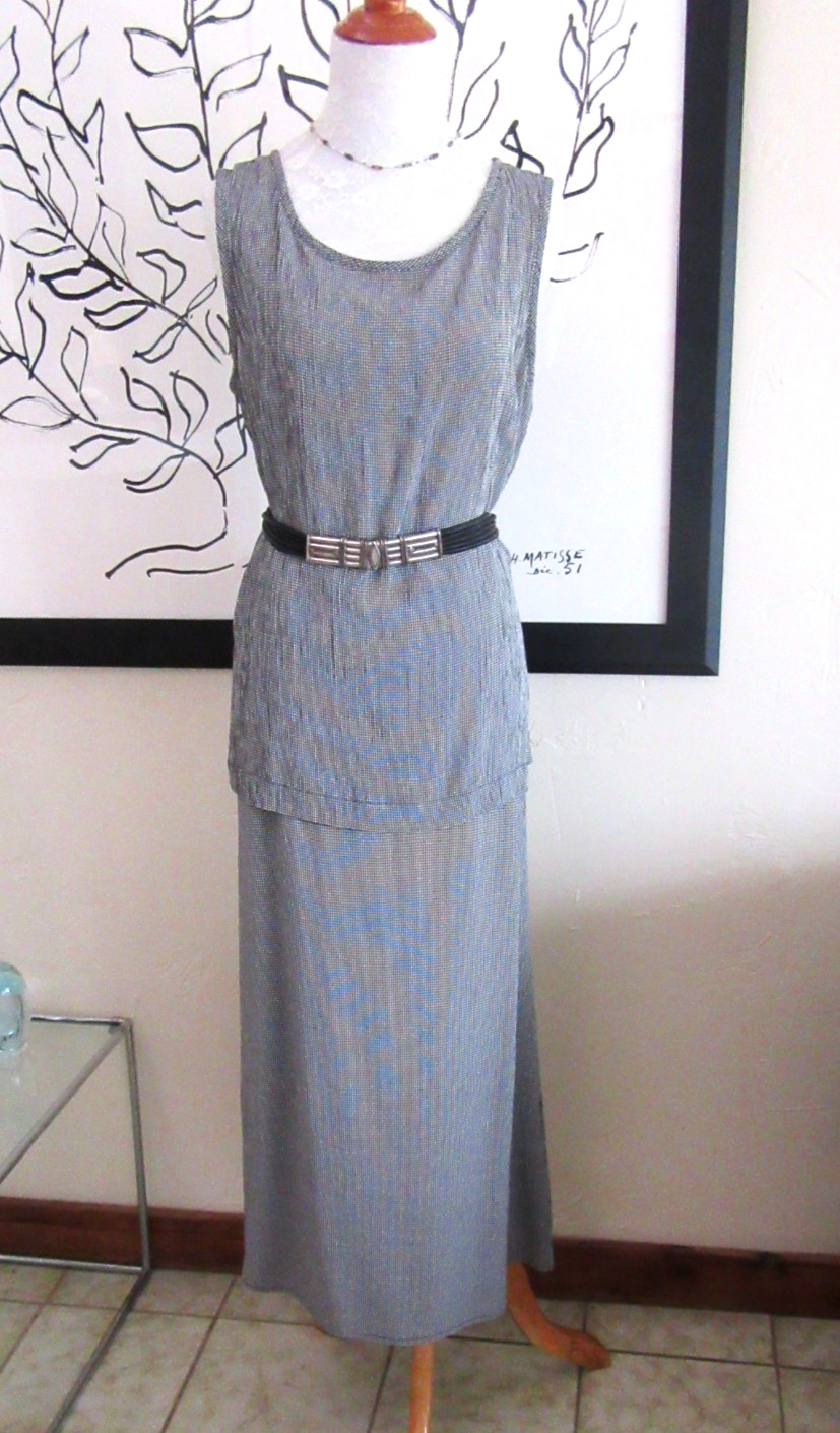 EVAN PICONE Black & white checked top & midi skirt size Large vintage 1990s