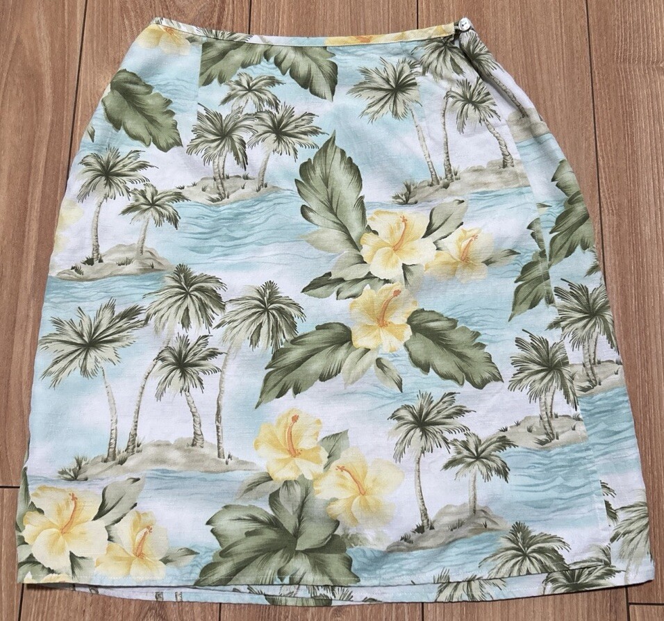 Tommy Bahama Wrap Skirt Womens Sz 4 100% Silk Hawaiin Tropical Vacation Vintage