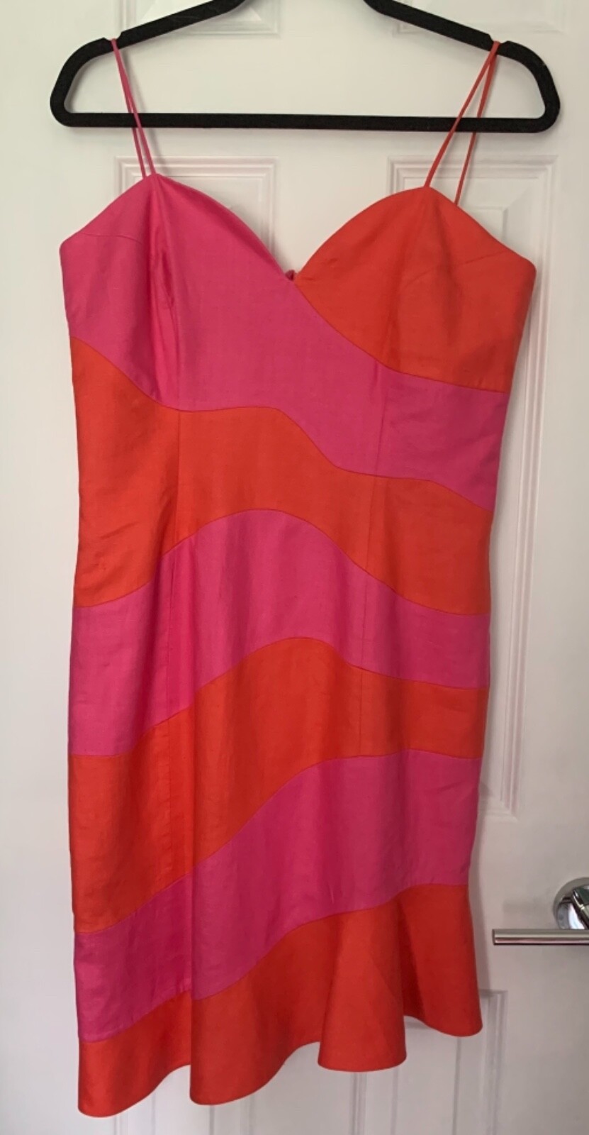 Pia Rucci Linen Dress Camelia Coral Prom Formal Cocktail Sz 12 Vintage 1980’s
