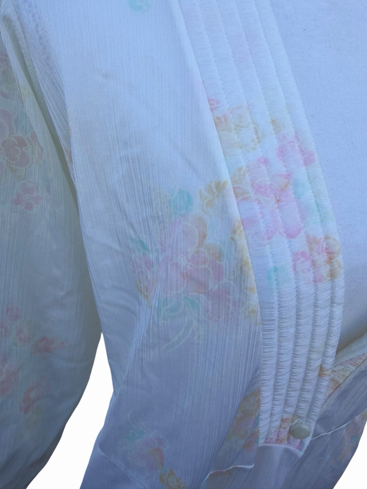 Vintage 80s Rikki New York Robe Womens M Floral Nylon Midi Sleep Gown USA