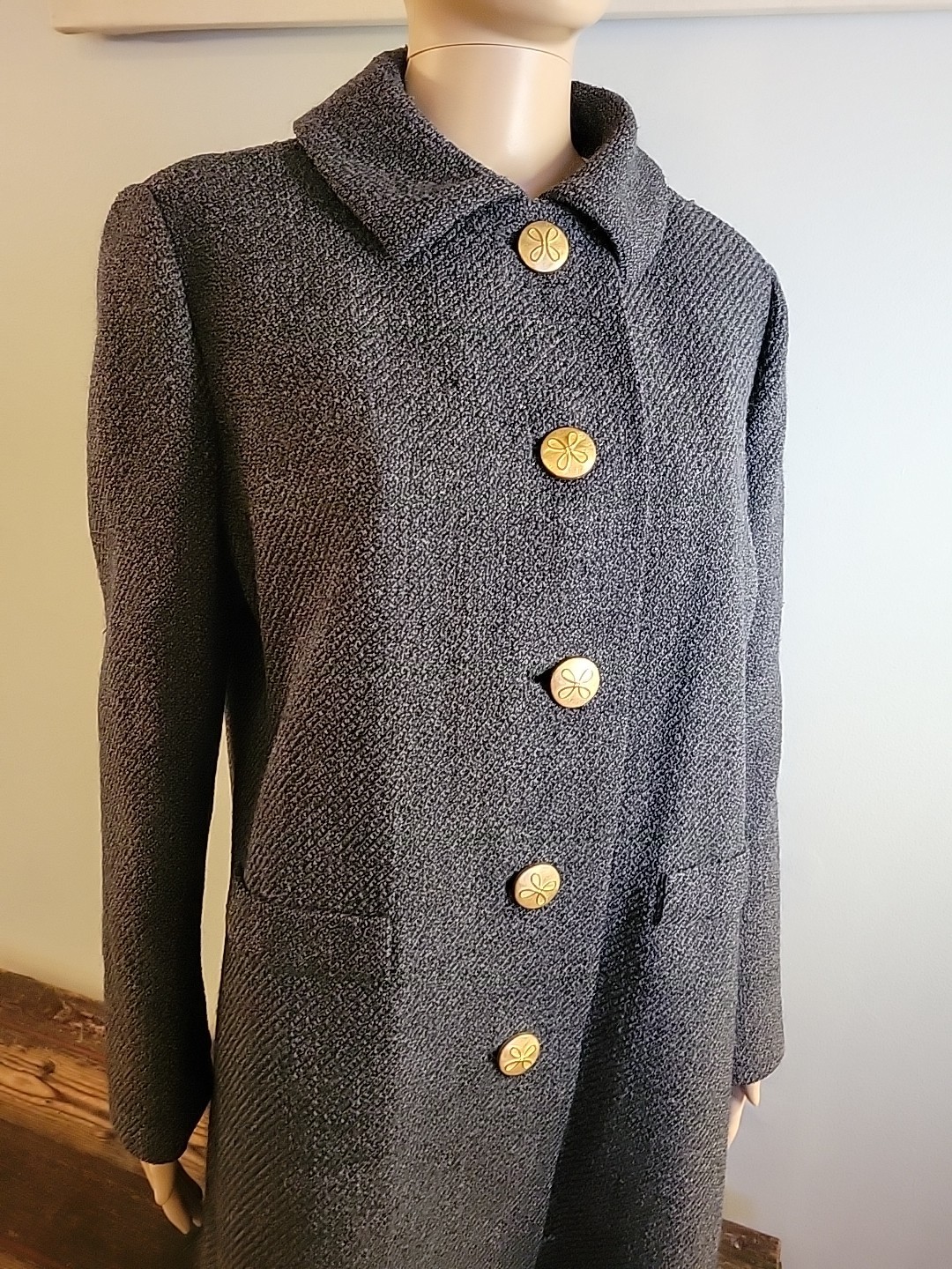Vtg Sycamore De Jongs 100% Pure Wool Coat Made In USA Gray Approx Size Sm – M*