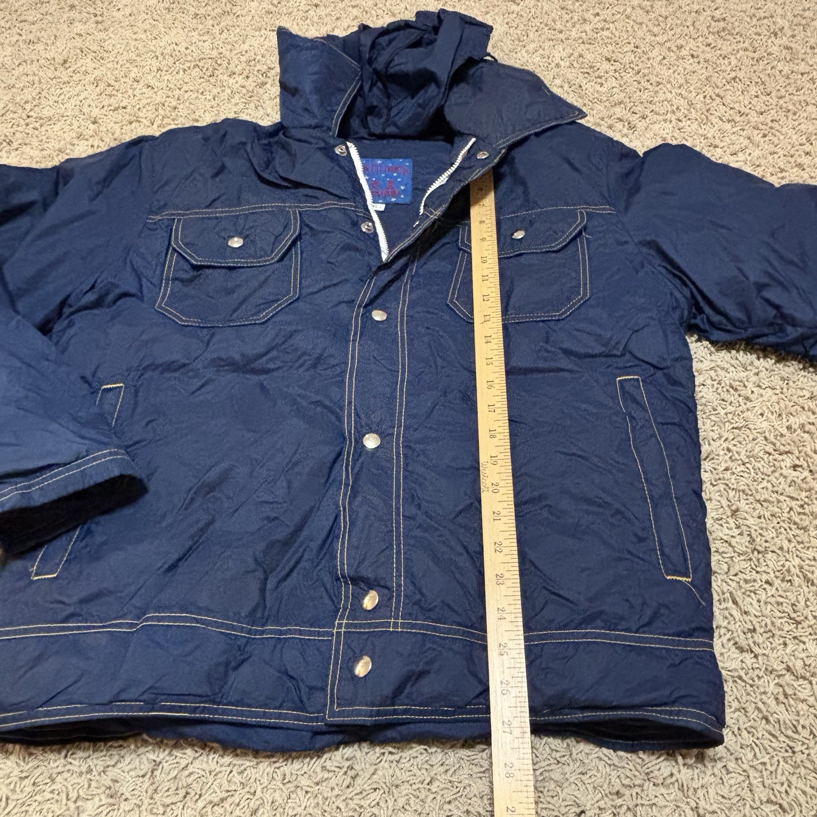 Down Filled Country USA vintage Zip Puffer Jacket blue Women’s XL