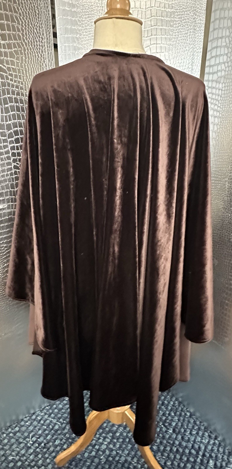 A Brod Vintage Chocolate Brown Velvety Cape