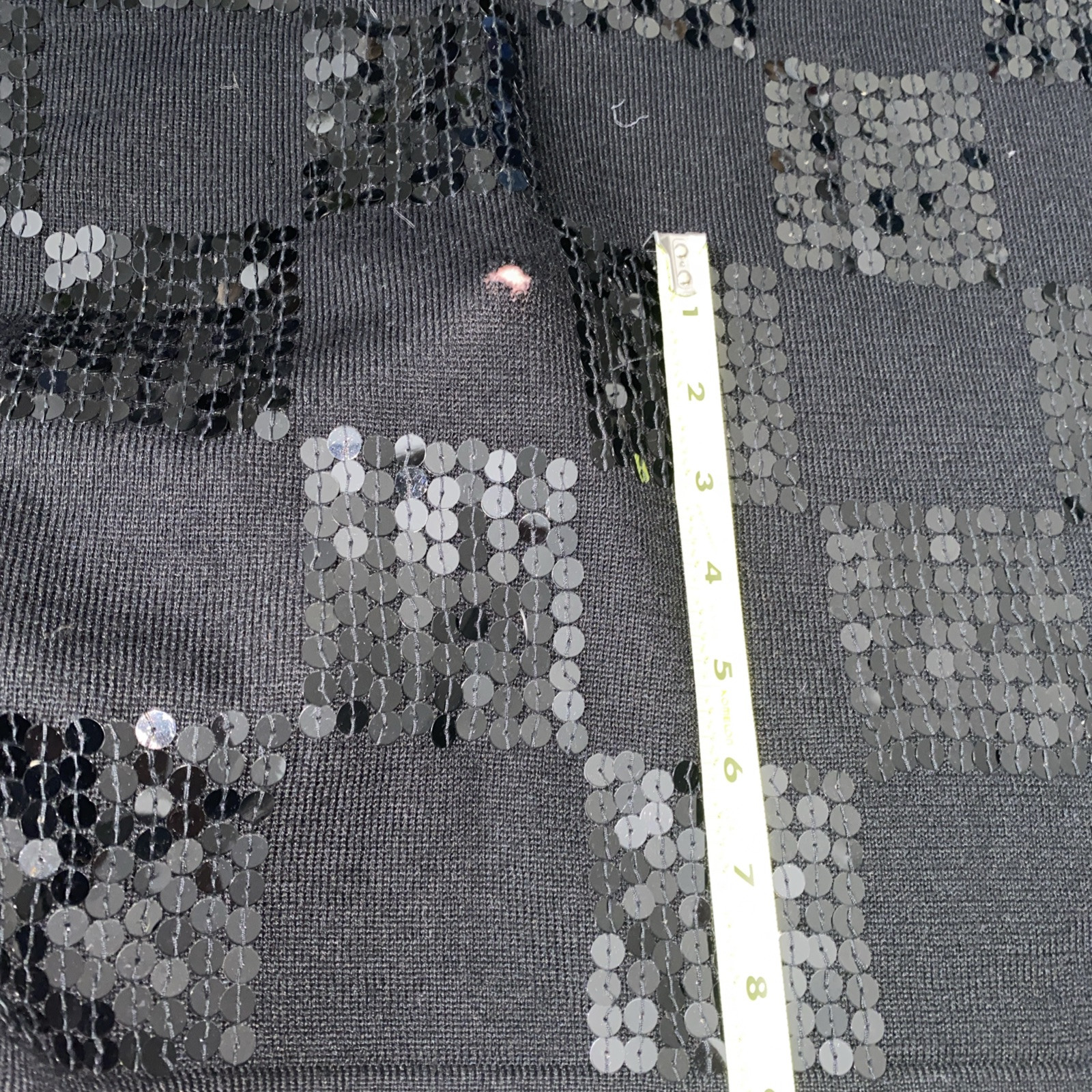 Vintage Valerie Stevens Sequins Sweater Black Small Deadstock Defect NWT *HOLE