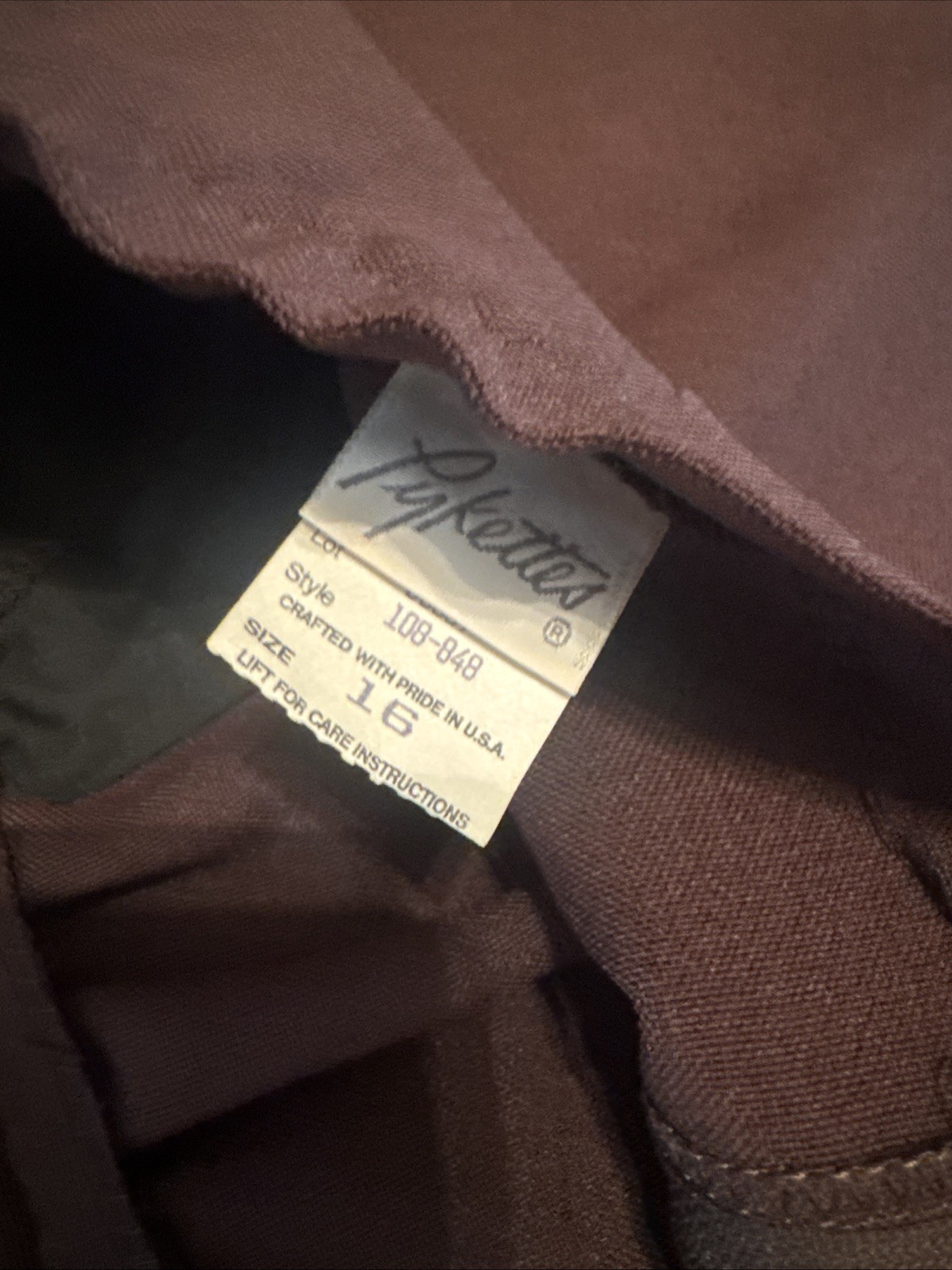 NWT Vintage Pykettes Women’s Pants Size 16 Brown 100% Polyester Made USA