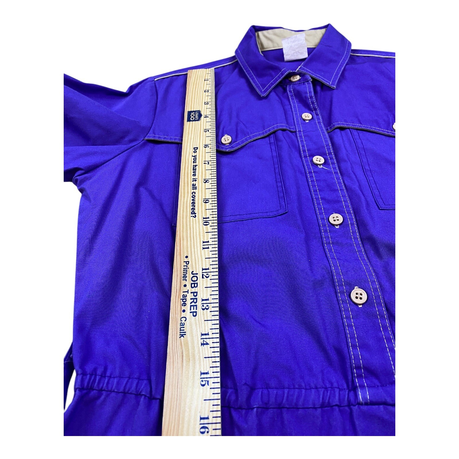 VTG 70’s Shirt Dres 11/12 Purple Western Cinched Waist Utility Pockets Thick
