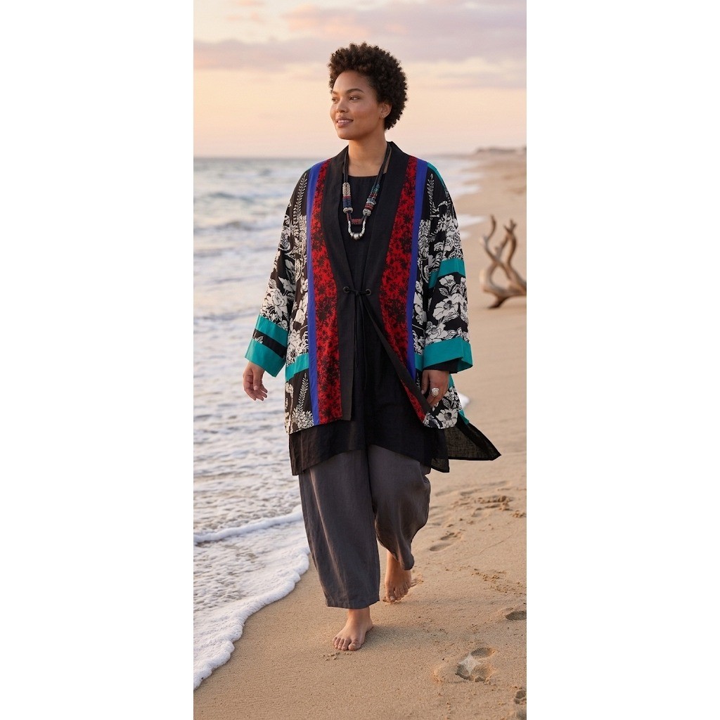Vintage 90s Sharon Anthony Art To Wear Kimono Cardigan Whimsigoth Floral 4X