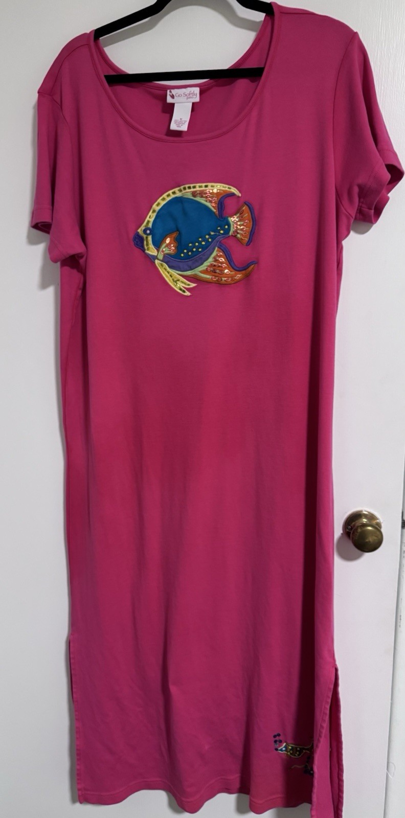 Vintage Patio Dress Go Softly Cotton House Dress Resort Wear Tropical Fish M VNT