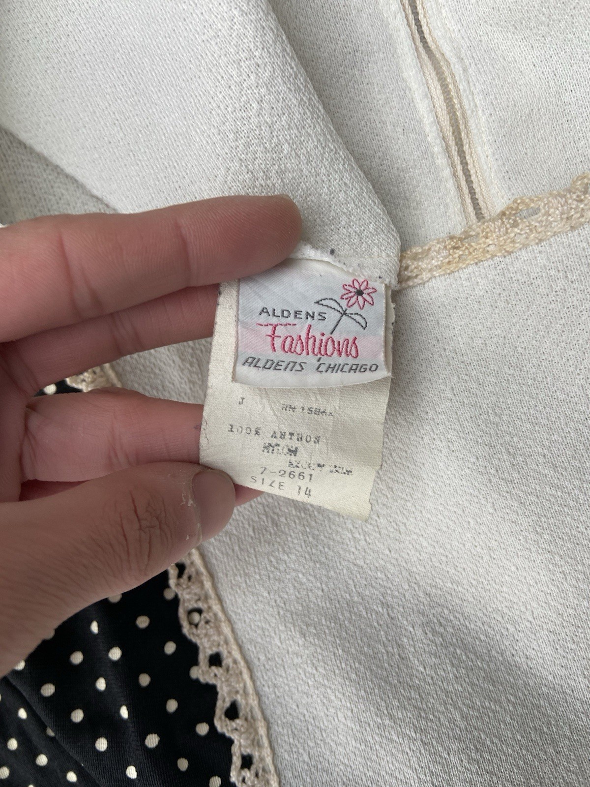1960s Aldens Fashions Chicago black and white polka dot dress