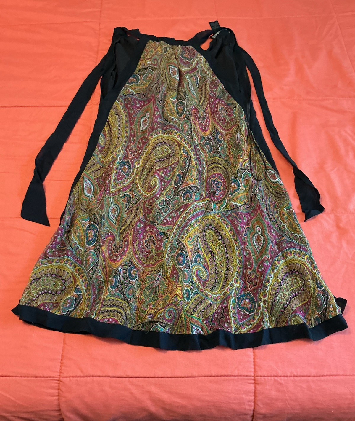 VTG Y2K GUESS Halter Neck Paisley Sundress Boho Tie Back