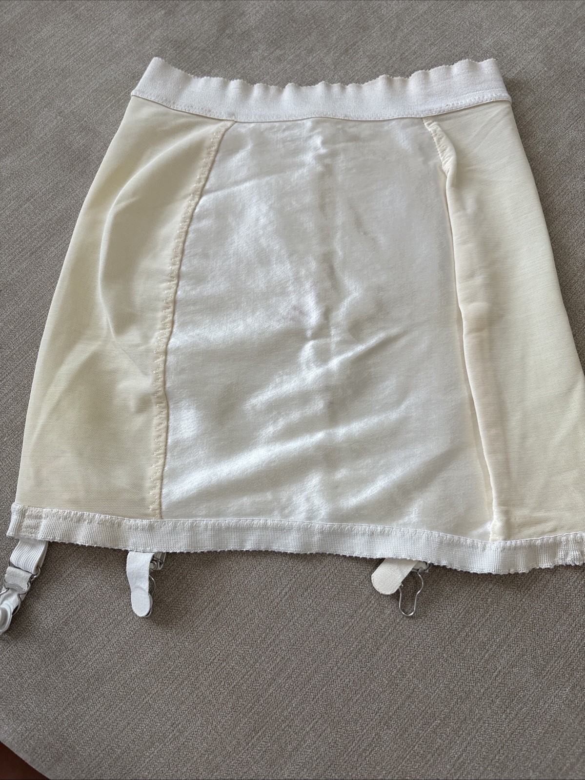 Vintage MILADY Open-Bottom GIRDLE Stretch SATIN Garter Belt Skirt Medium READ