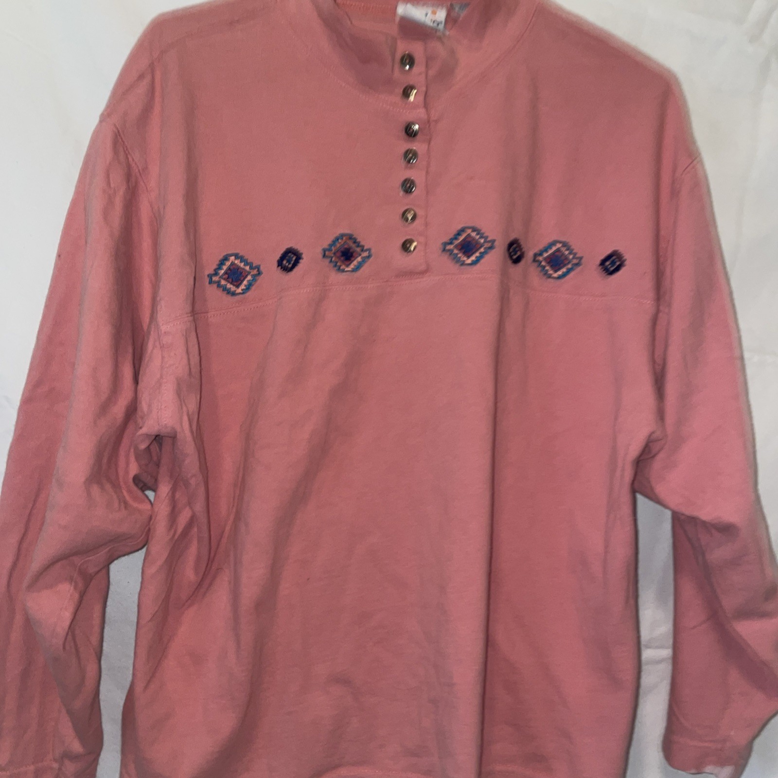 Vintage Nuovo Aztec Shirt Mens Medium Pink Southwest Cowboy Ranch Rodeo 90s
