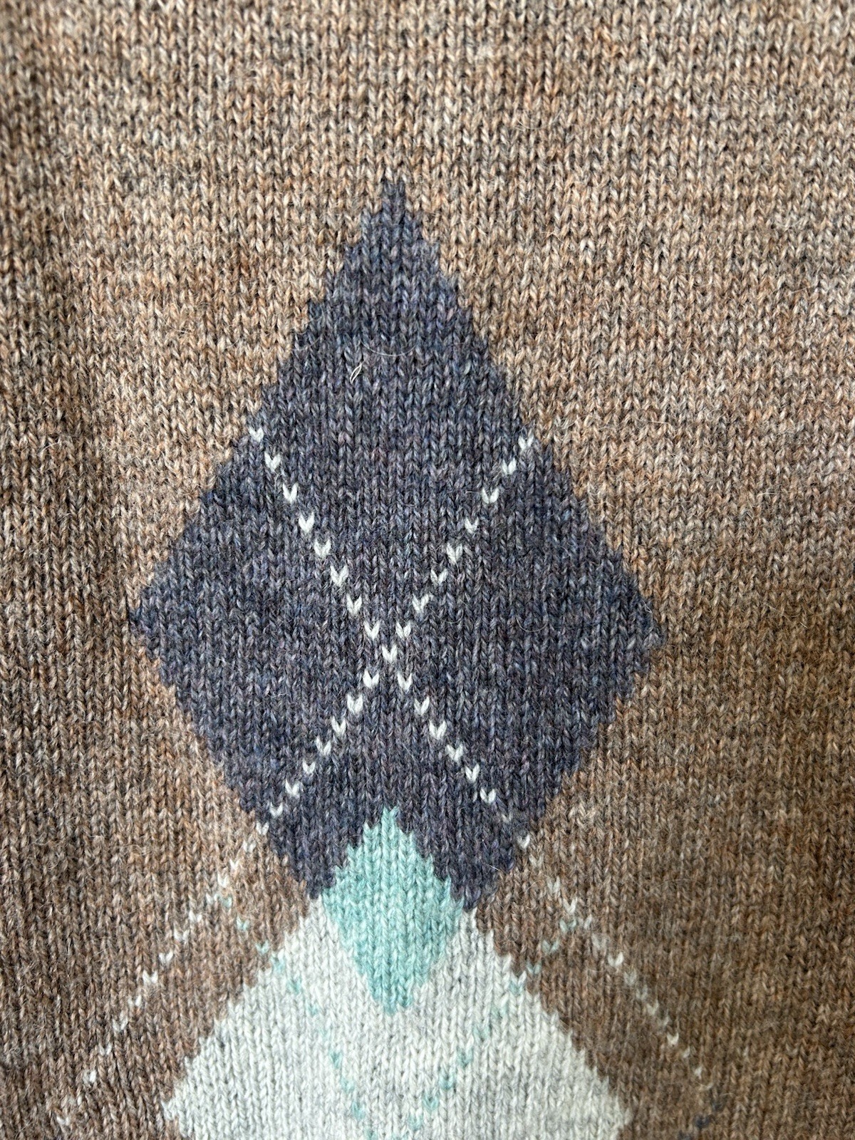 Vintage 80’s McGregor Wool Sweater Womens Argyle Sz. L Pullover Brown Diamond