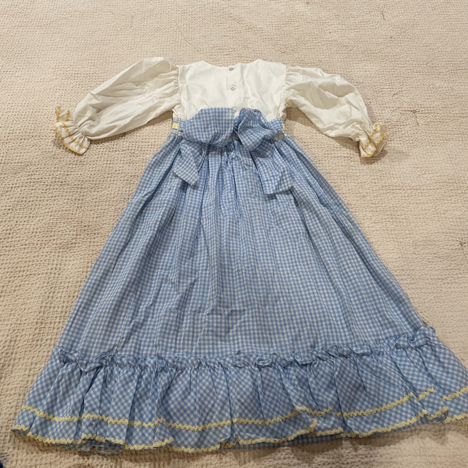 1970’s Martha’s Miniatures Vintage Long Blue And White Gingham Dress SZ 5-6