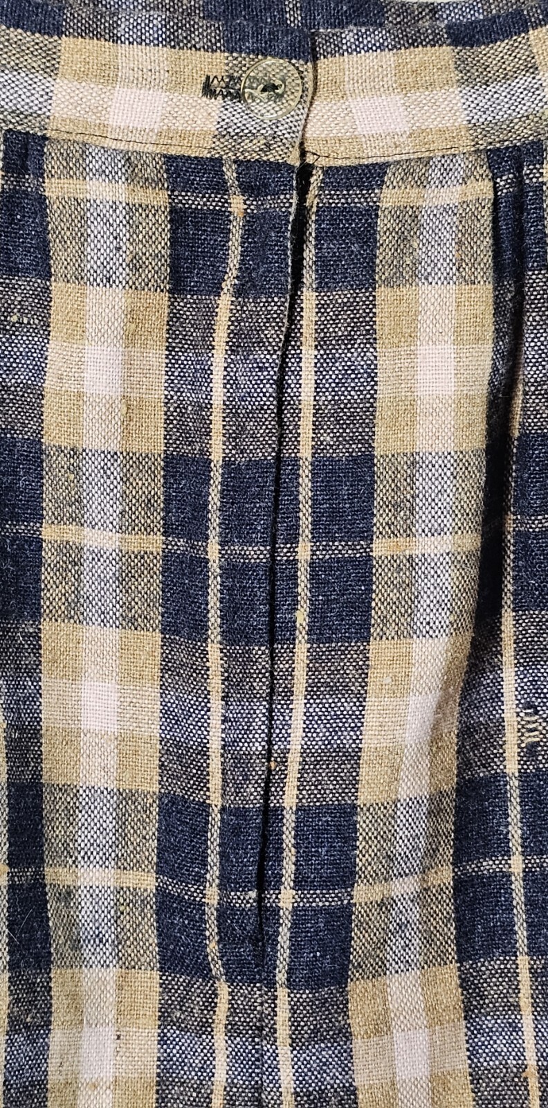 VTG 80’S Wool Pencil Skirt Women XS Blue Tan Pink Plaid Tartan Pleated Academia