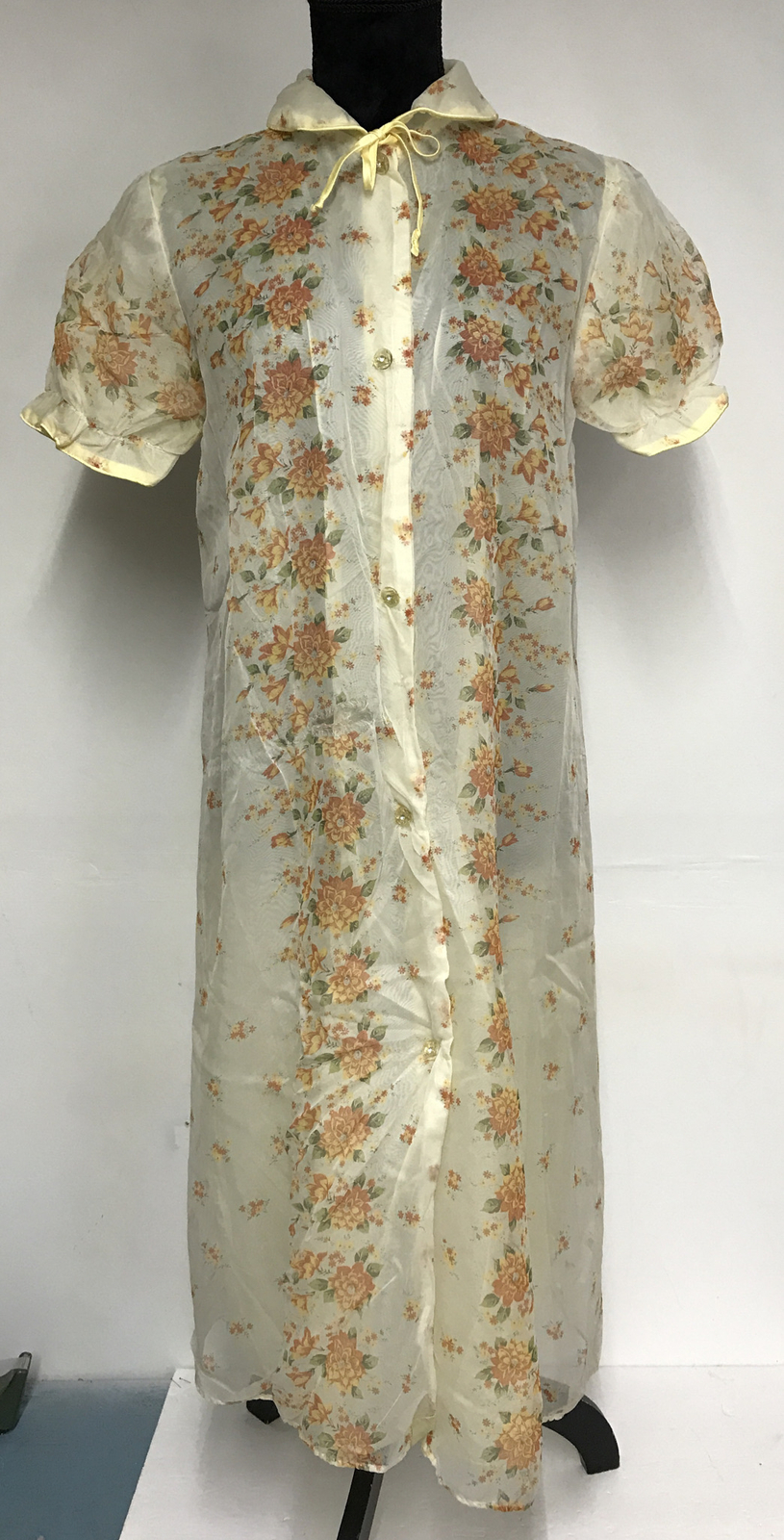 VTG 1950’s Robe double Nylon chiffon Dressing Gown Sz M Pre-Owned *Flaws