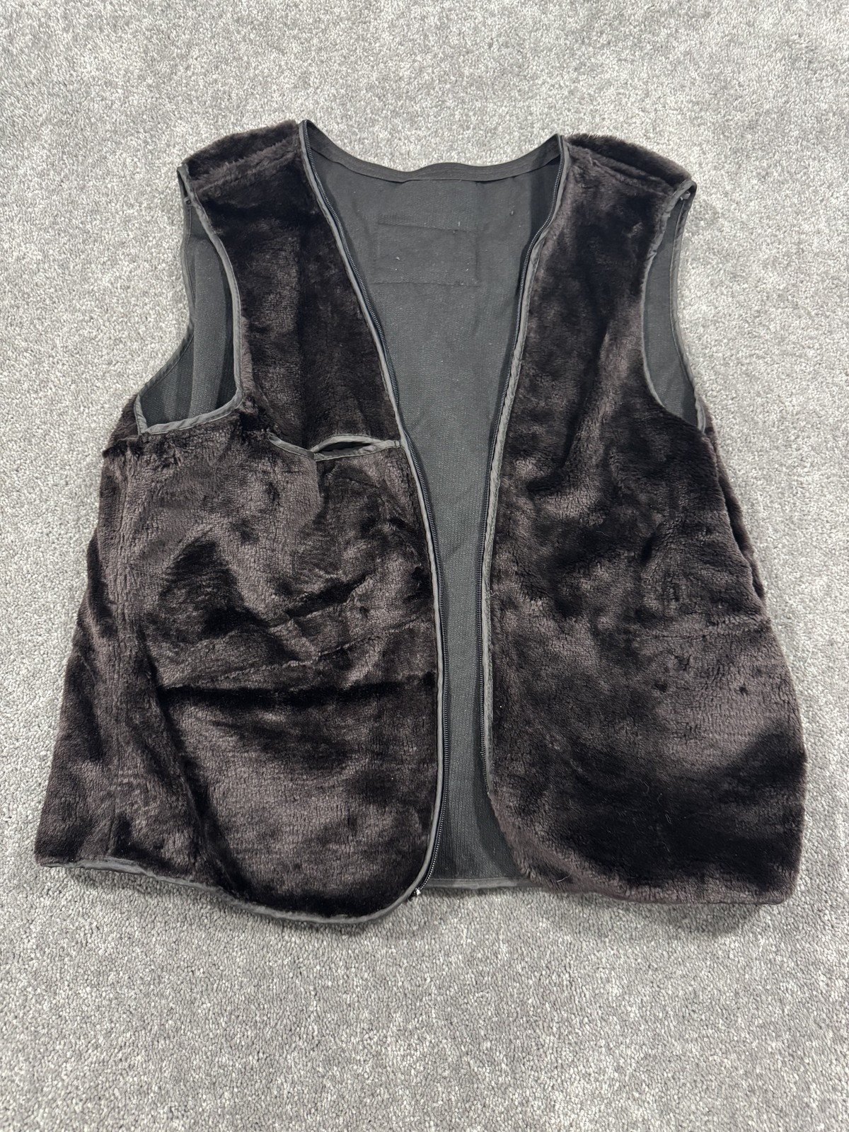 Vintage Leather Man USA Faux Fur Vest XL Dark Brown Plush