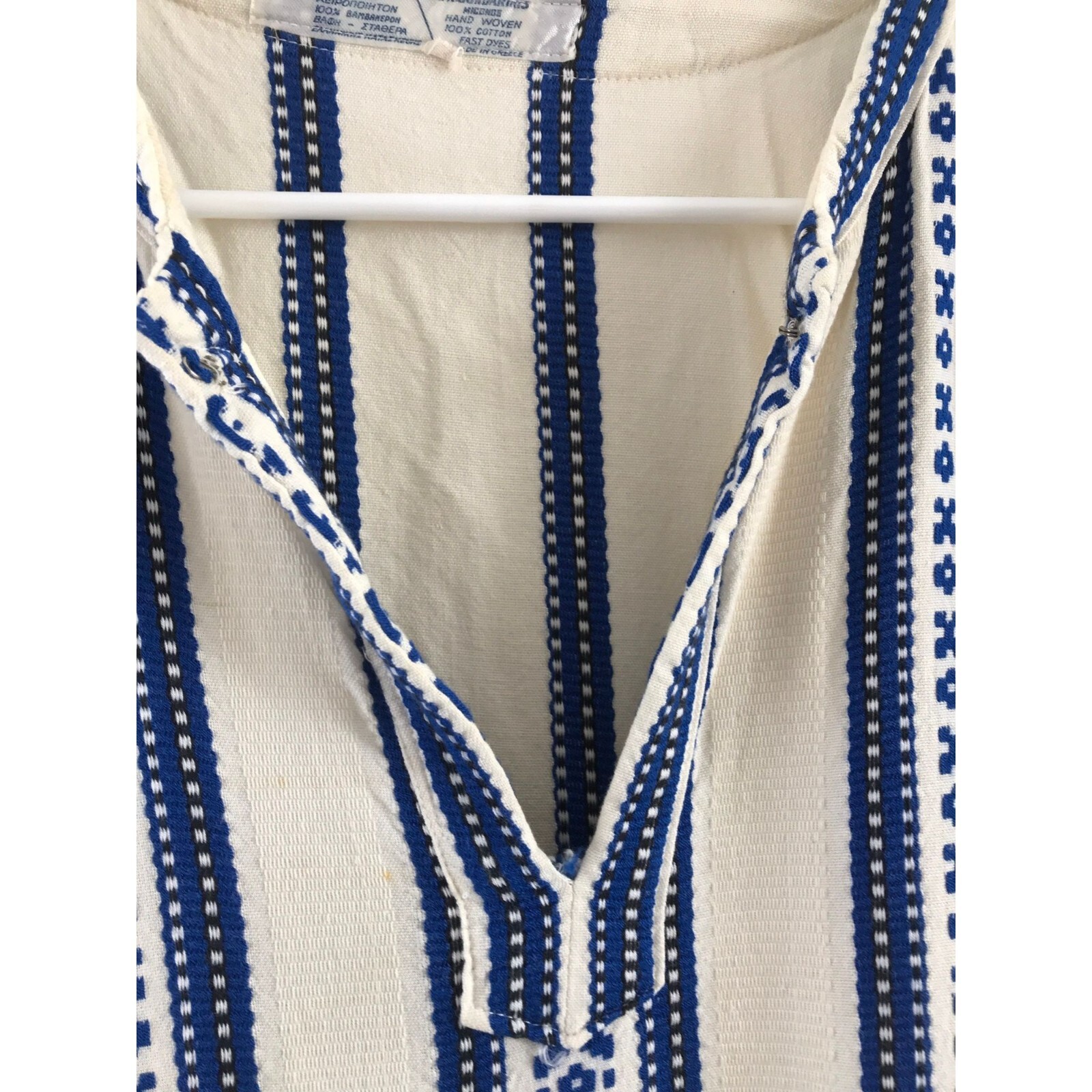 Maxi Kaftan Dress ALEX CONDARINIS Made In Greece Blue White Handmade Large ’73