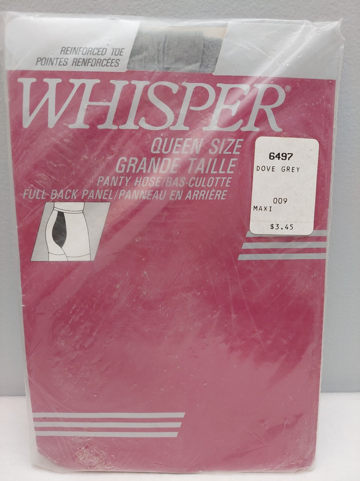 Vintage Pantyhose Whisper Color Dove Grey Size Maxi BWHIS2