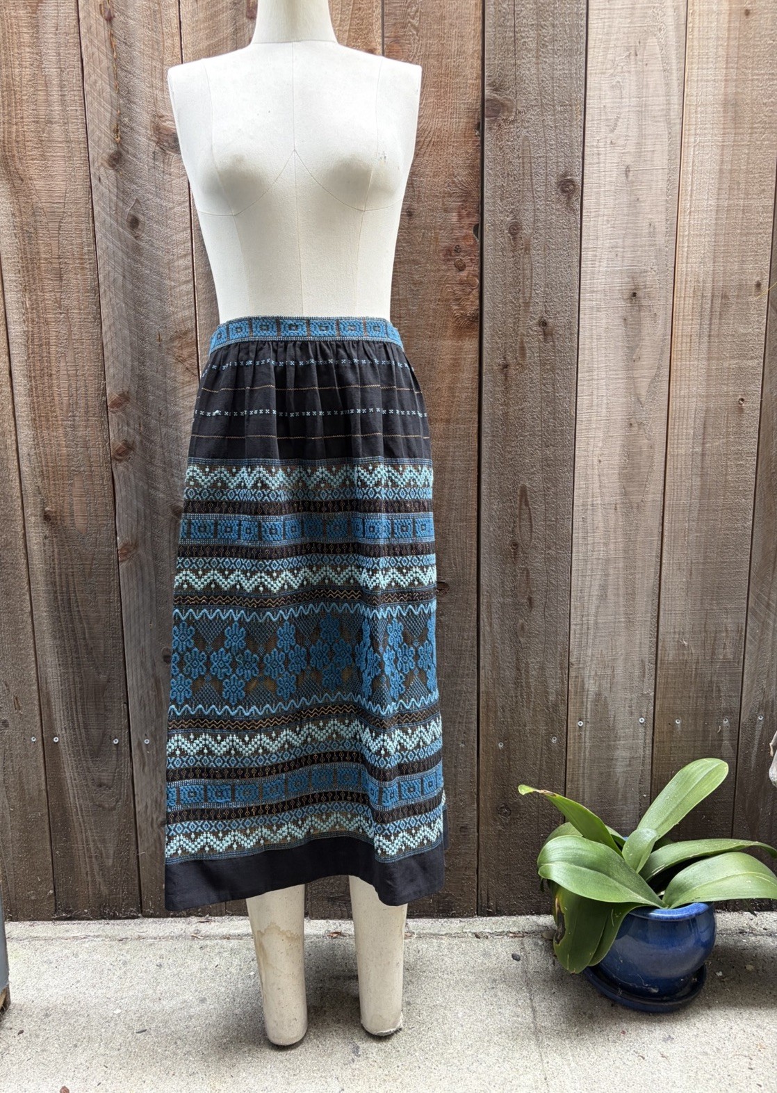 Vintage 50s Disneyland Mayan Modern Guatemalan Handwoven Skirt Adventureland