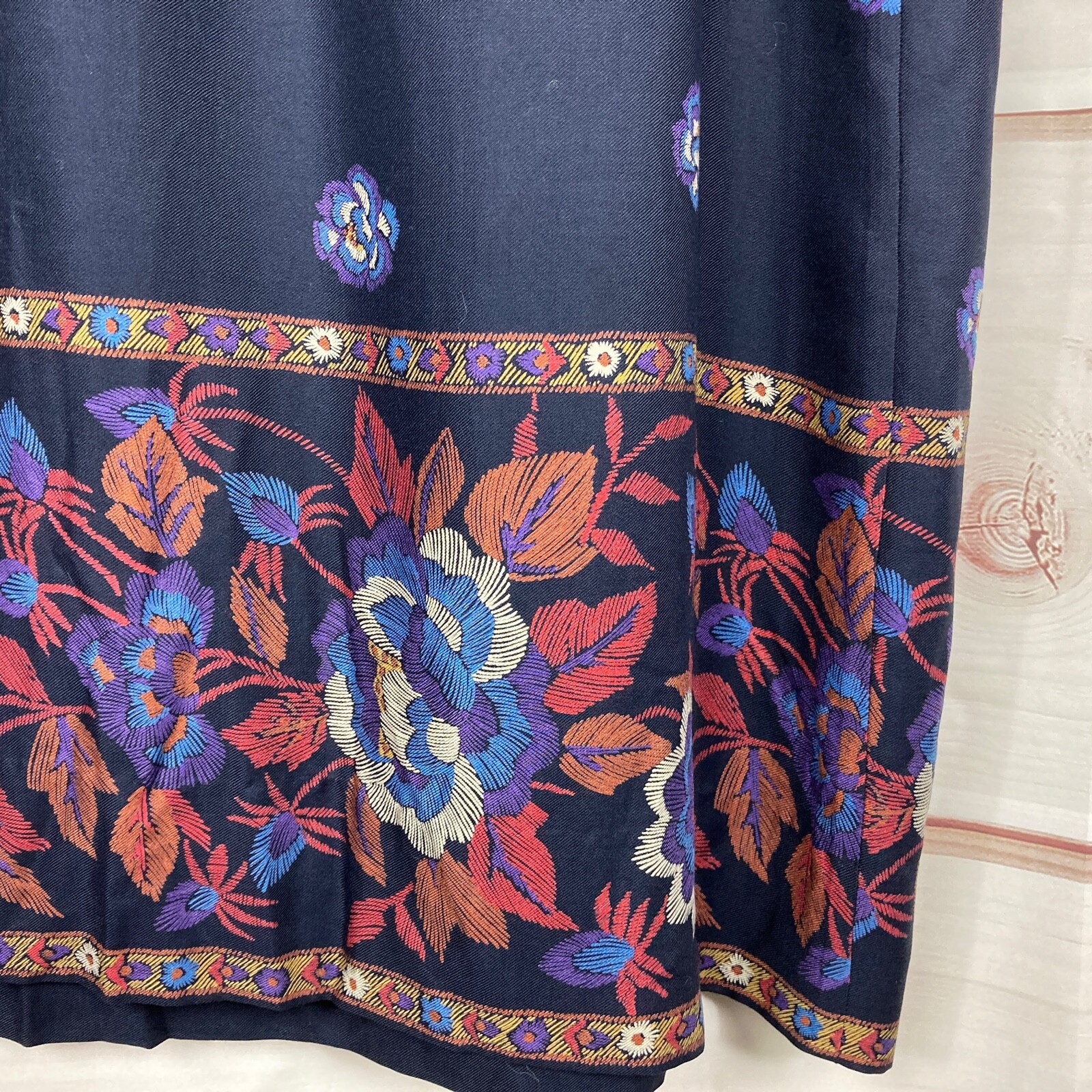 The Wilroy Traveler Vintage Dress Womens 20 Blue Floral Mock Neck Button Front