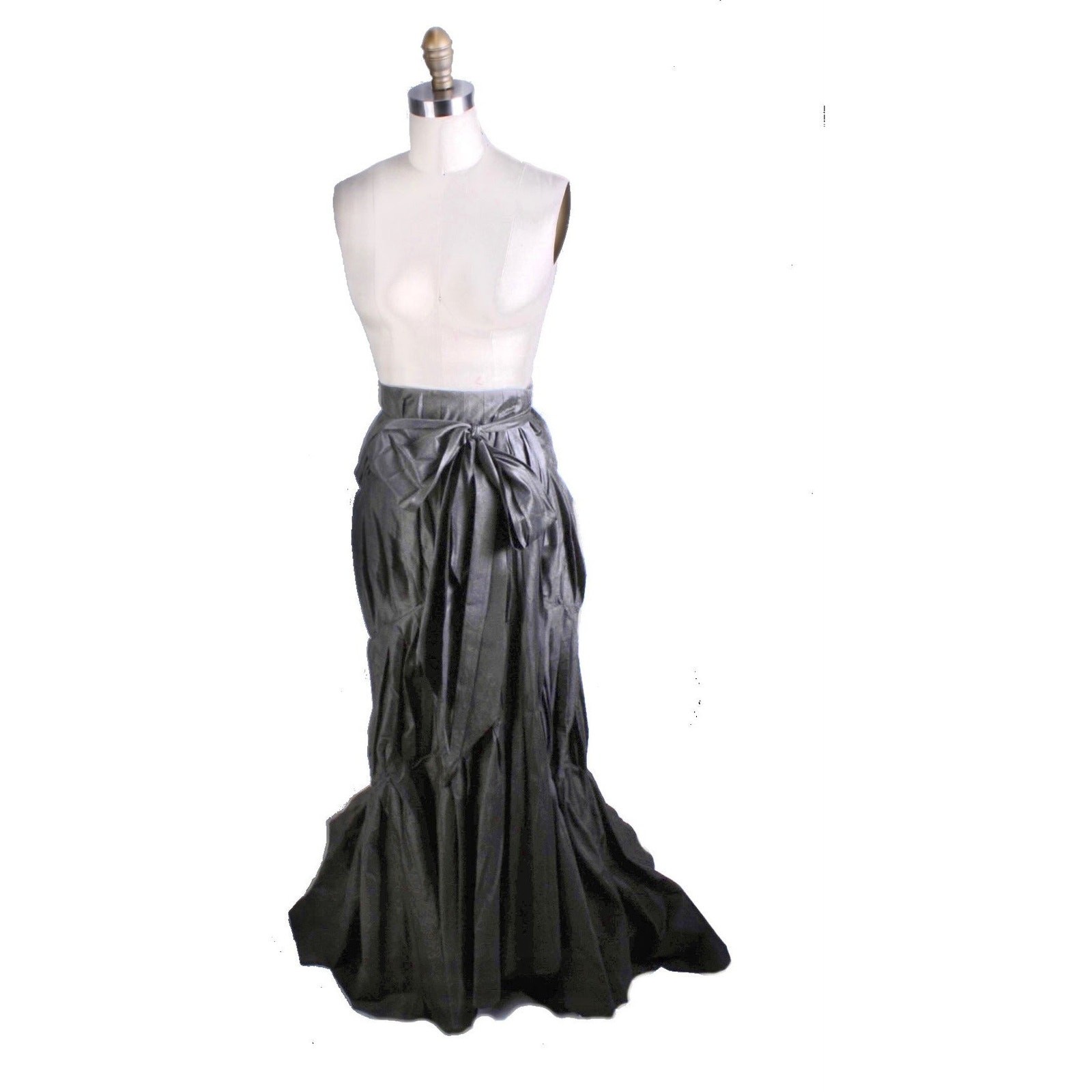 VTG Marimekko Silk Wrap Skirt Jukka Rintala Bustle Back Train 2010s 30” Waist