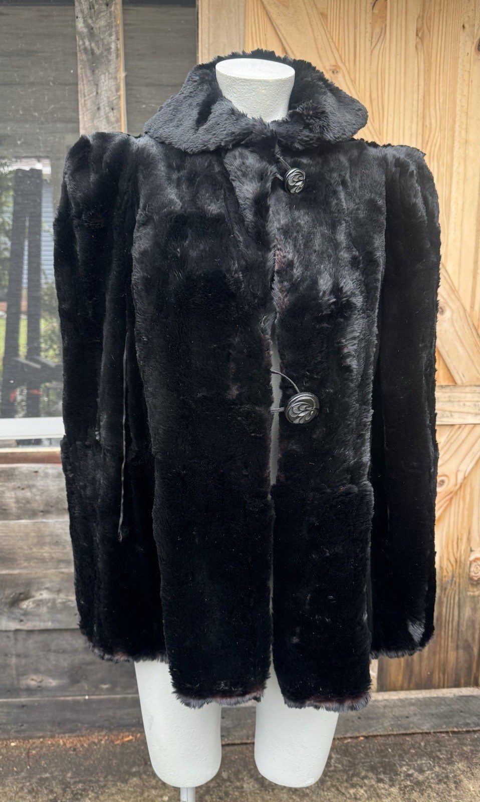 Vintage 40s RARE Fur Lined Capelet Retro Stole Elegant Bridal Size L/XL