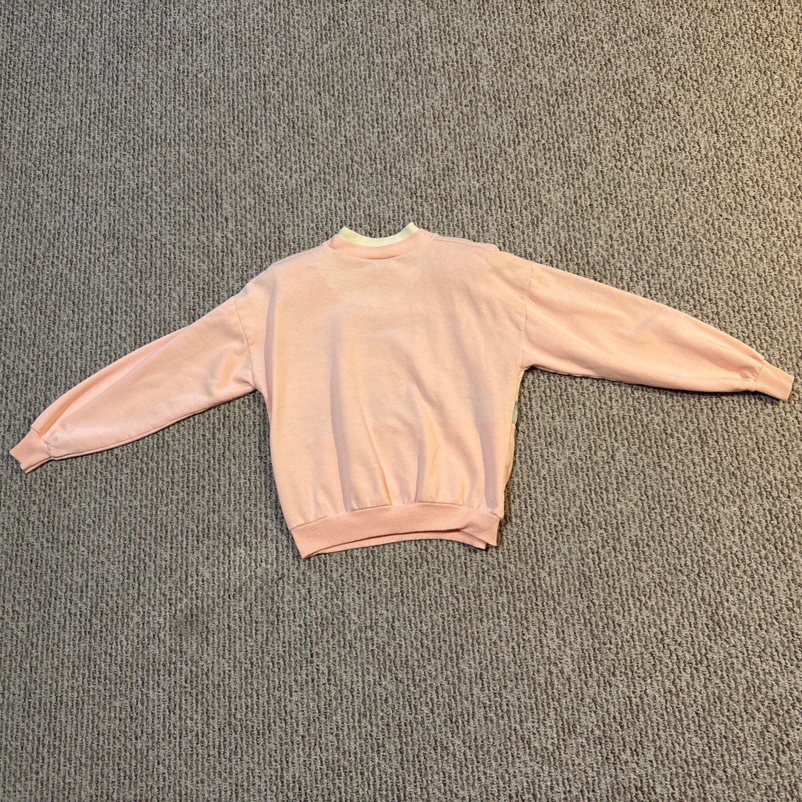 SIMPLY BASIC Vintage Pink Floral Shoulder Pad Sweatshirt Sz L USA Made