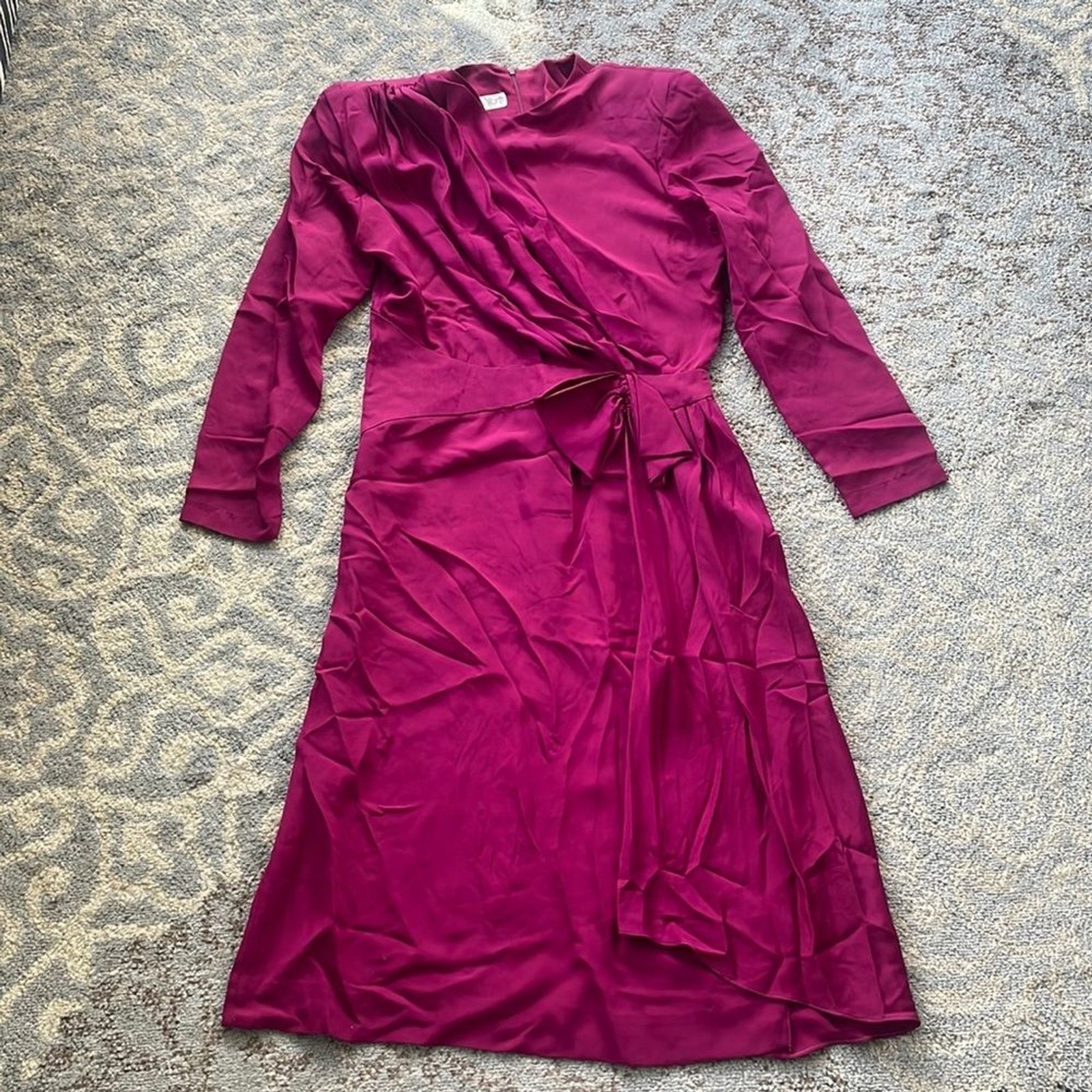 Christyne Forti Vintage Silk Wrap Dress Maroon 10