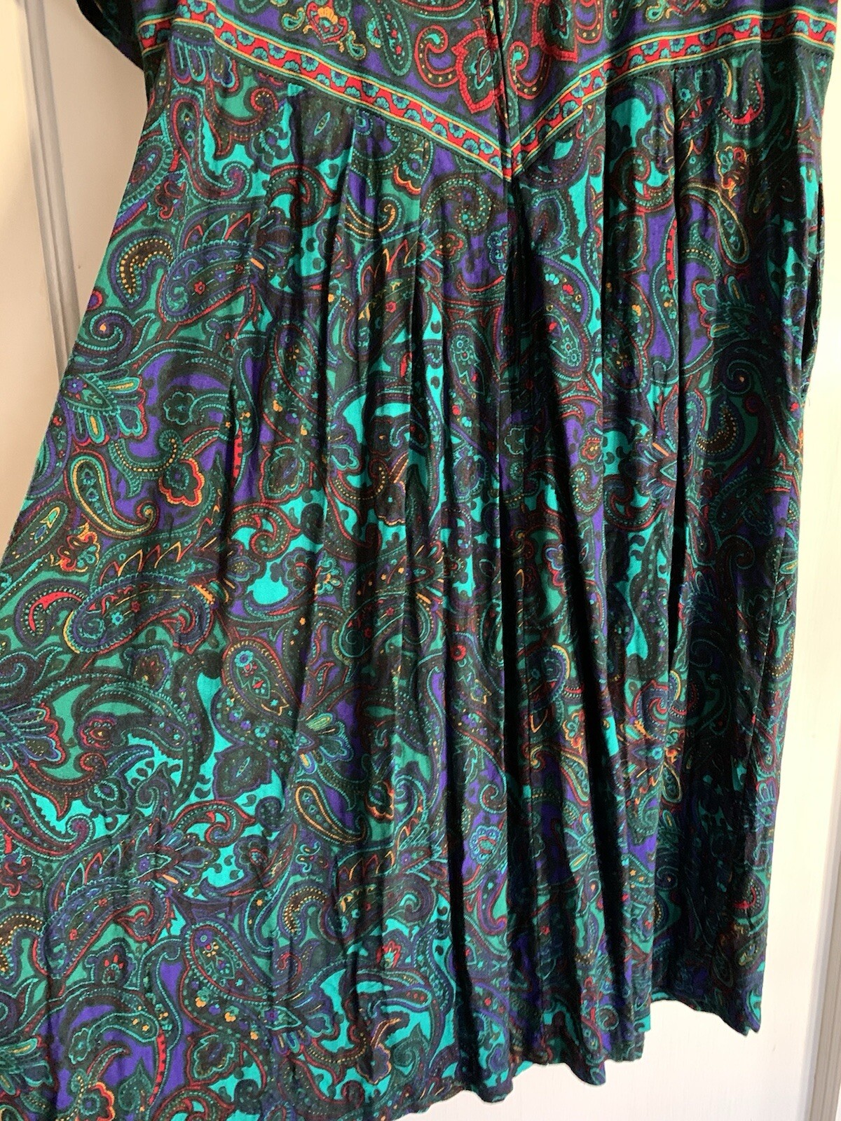 VLP Petites Sheath Blouson Dress Women’s 14 Paisley Union Made Vintage 80s