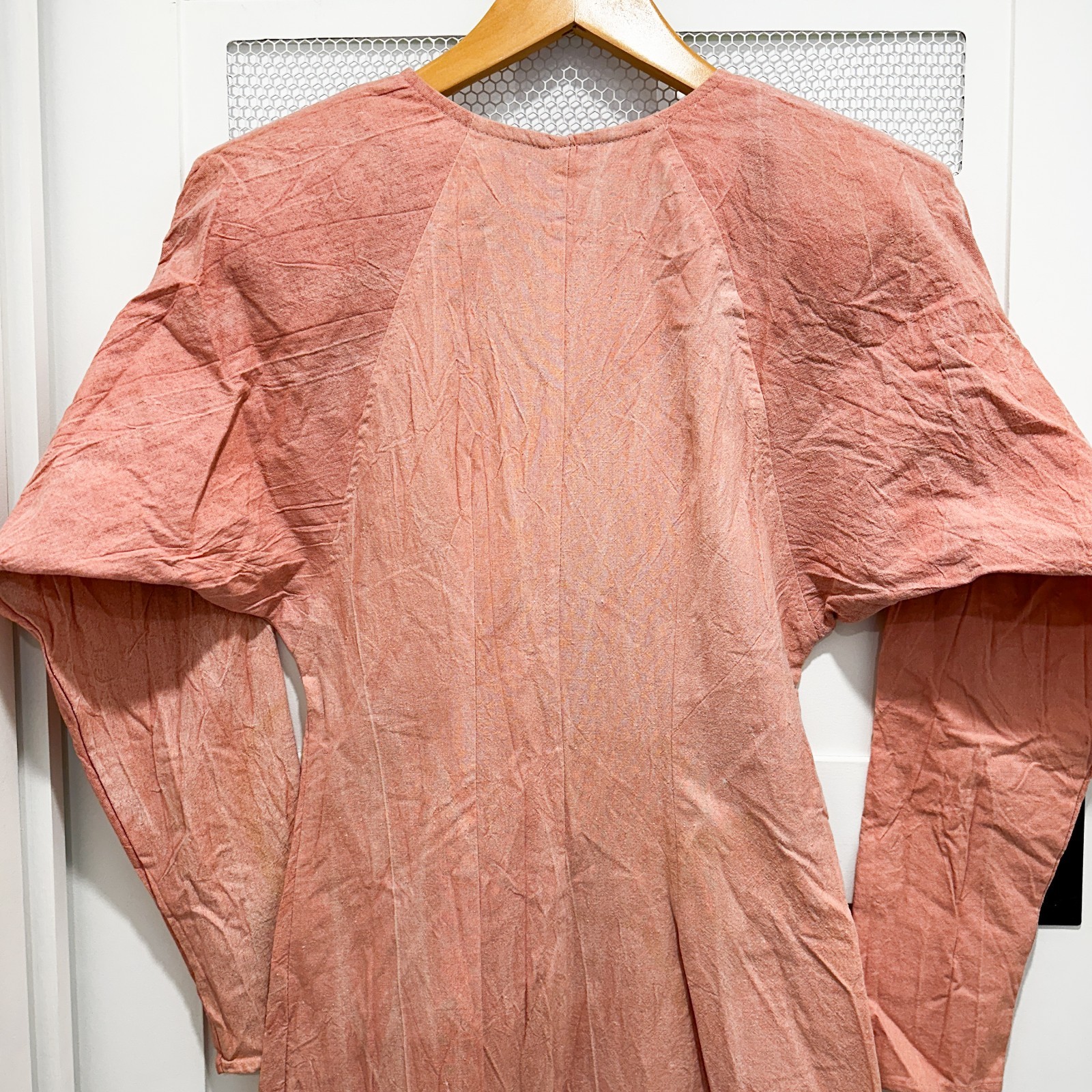 Vintage 80s 90s Asymmetrical Zipper Dress Ruffles Wash Artsy Designer Cotton