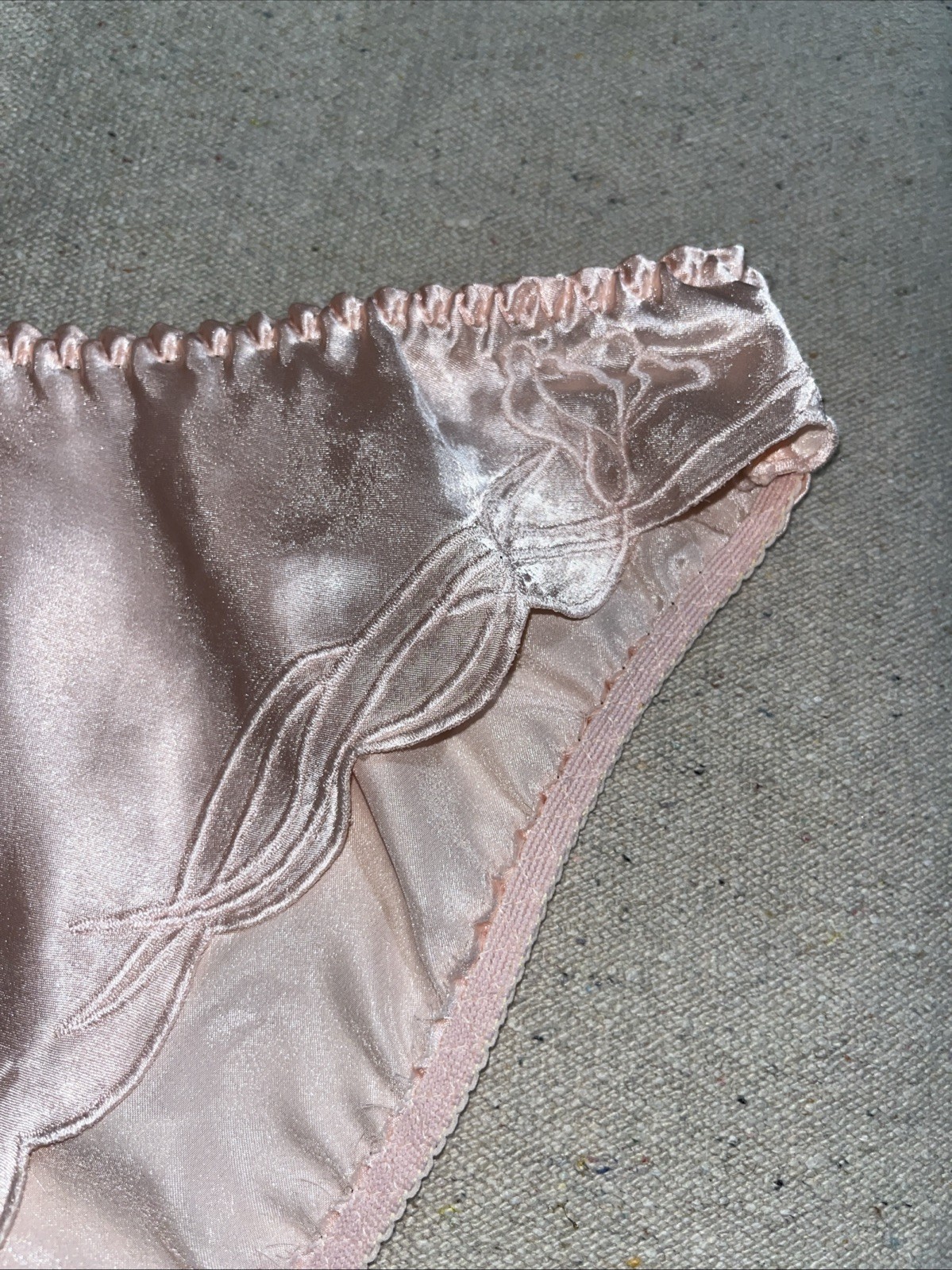 Vintage Morgan Taylor 90s Pink Shiny Satin Embroidered Sissy Shiny Panties M