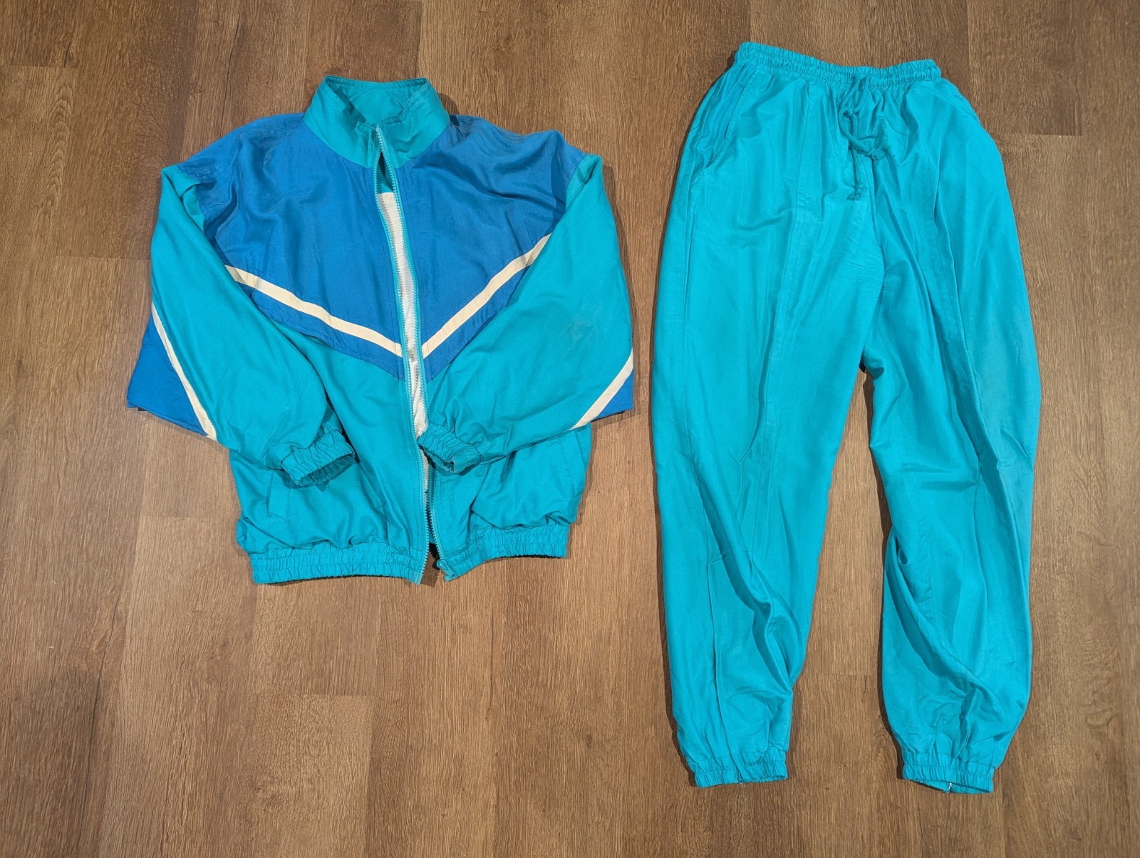 Vintage 80s 90s Avait Sportif Teal Blue Windbreaker Track Suit W Petite Medium