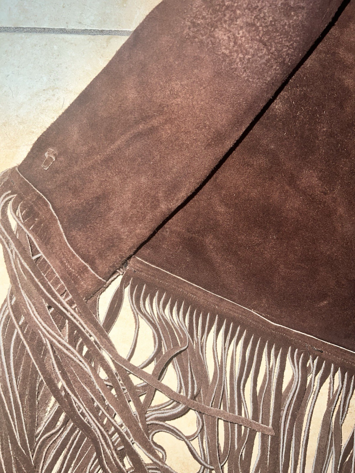 Vintage 1970s Suede Fringe Vest Dark Brown Western Hippie Size Medium