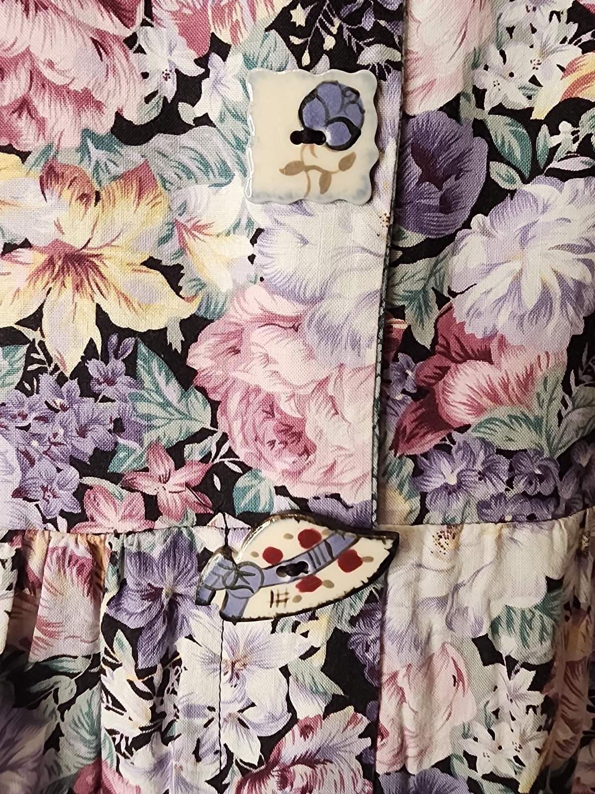 Vintage 90s Dogwood Lane Tank Dress with Tea Buttons Cottagecore Size Large