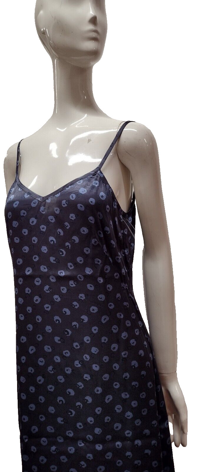 90s BENETTON Maxi Dress Satin Blue Spaghetti Strap Grunge Made in Italy